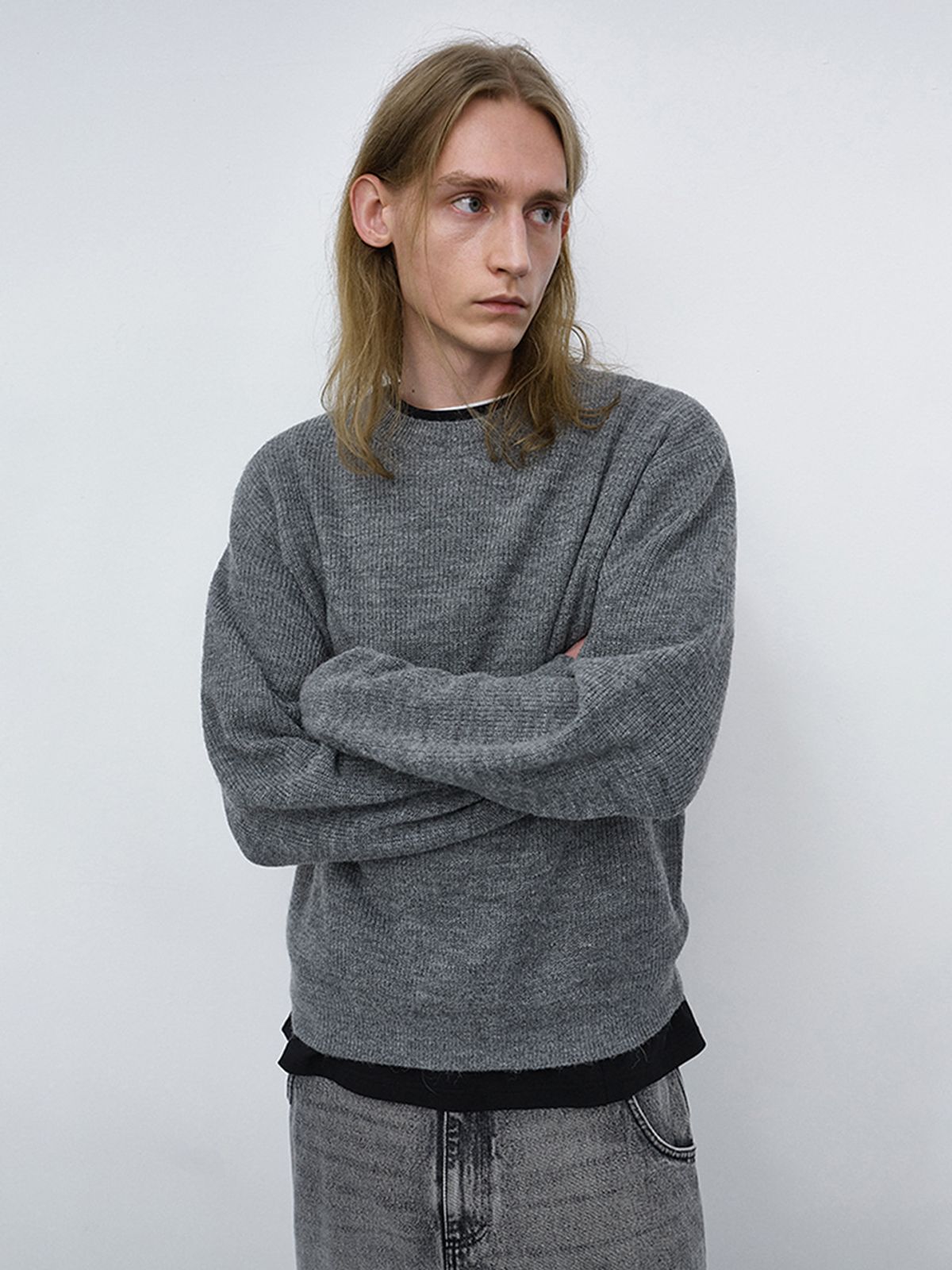 던스트 포 맨(DUNST FOR MEN) UNISEX HAIRLY SWEATER_UDSW6C113_MELANGE GREY