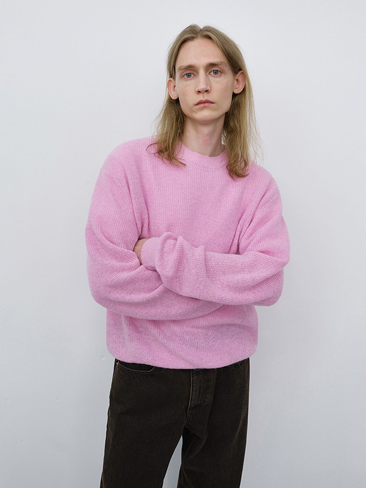 던스트 포 맨(DUNST FOR MEN) UNISEX HAIRLY SWEATER_UDSW6C113_PALE PINK