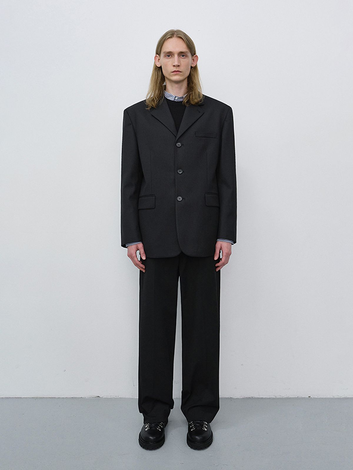 던스트 포 맨(DUNST FOR MEN) UNISEX CLASSIC 3 BUTTON WOOL BLAZER_UDJA6C106_BLACK