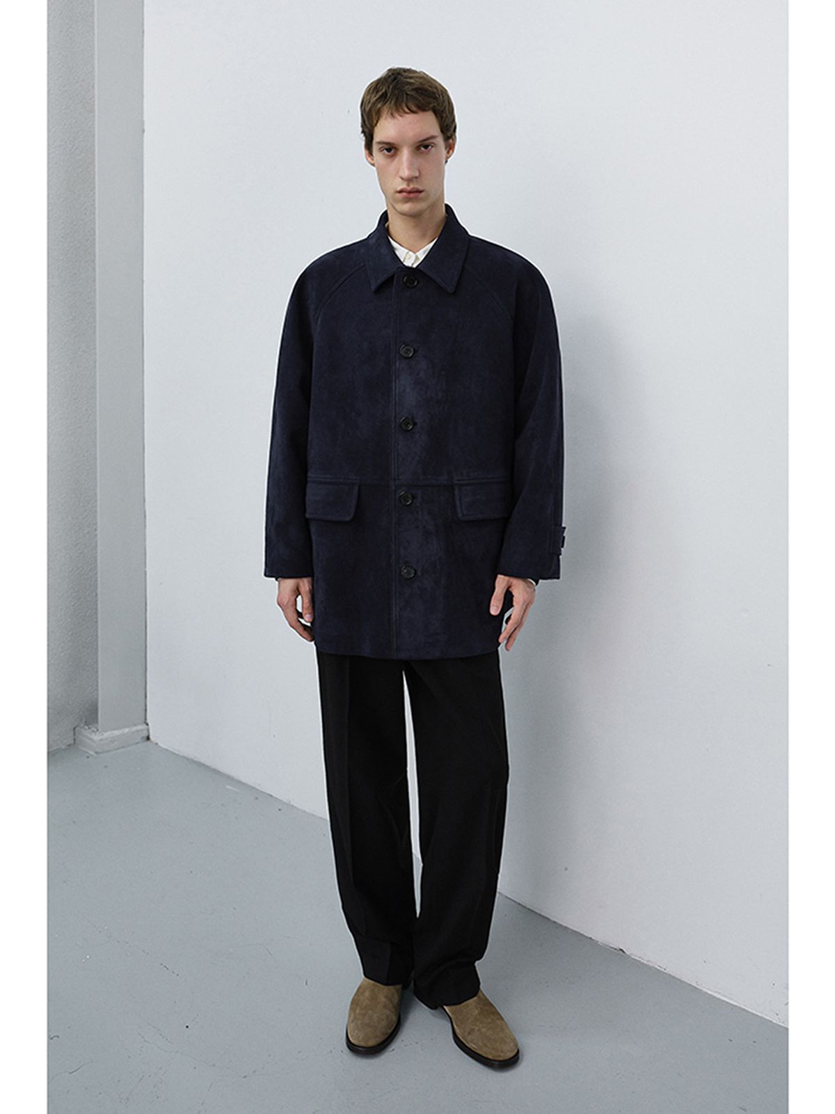 던스트 포 맨(DUNST FOR MEN) LILY SUEDE HALF JACKET_UNISEX_UDJA6C102_BLUE NAVY