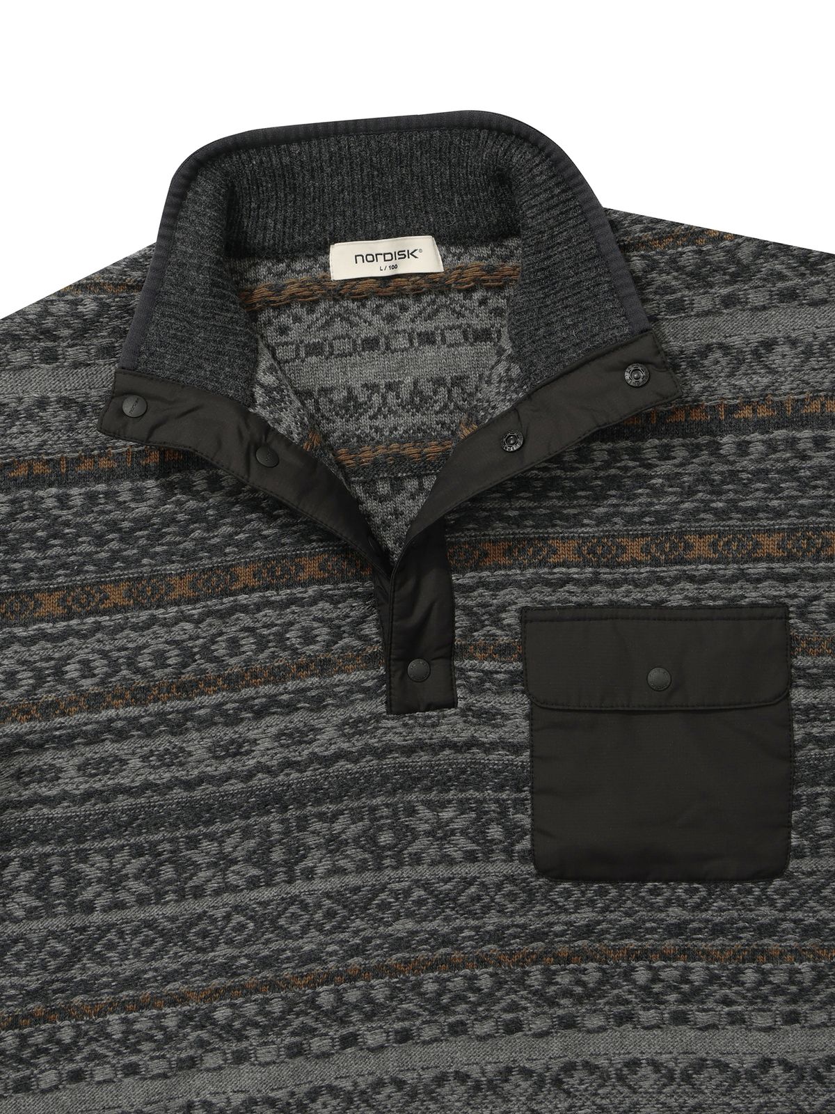 노르디스크(NORDISK) 버튼넥 자가드 스웨터 - M_MELANGE DARK GREY OMW26K05ZJ