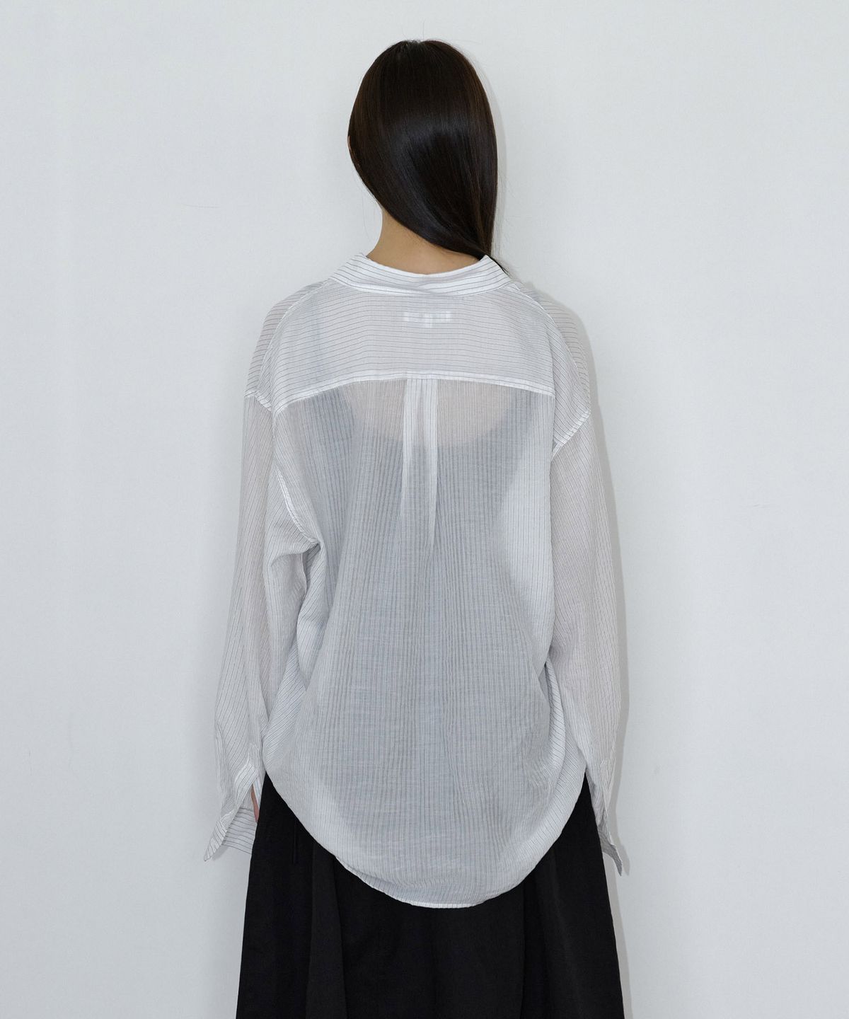 마이스(MAIS) SHEER STRIPE OVERSIZED SHIRT / WHITE