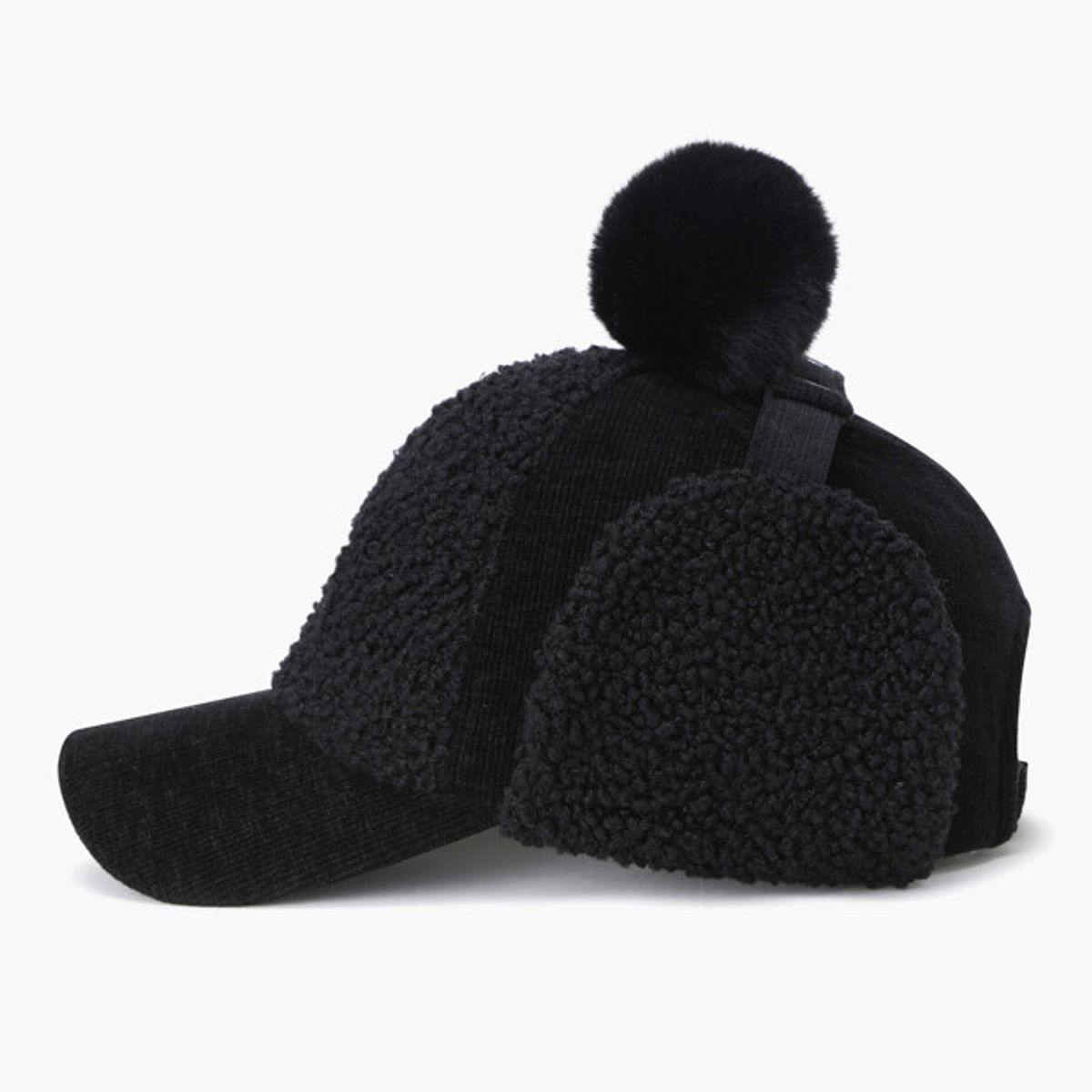 르꼬끄 골프(LECOQ GOLF) 여성 부클 귀도리 볼캡 _BLCK GR422LCPO2