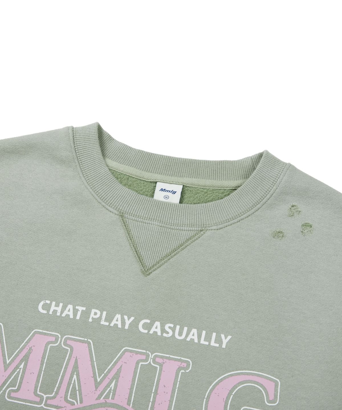 엠엠엘지(MMLG) DISTRESSED VARSITY SWEAT (GREEN)