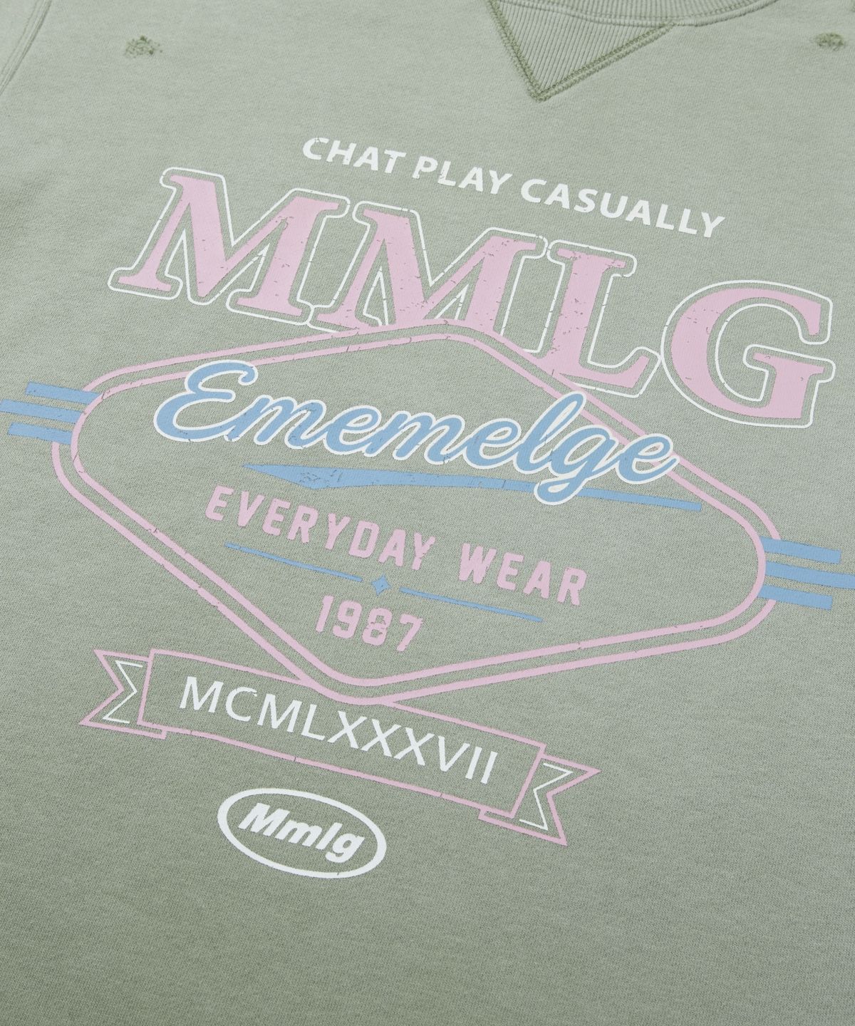 엠엠엘지(MMLG) DISTRESSED VARSITY SWEAT (GREEN)