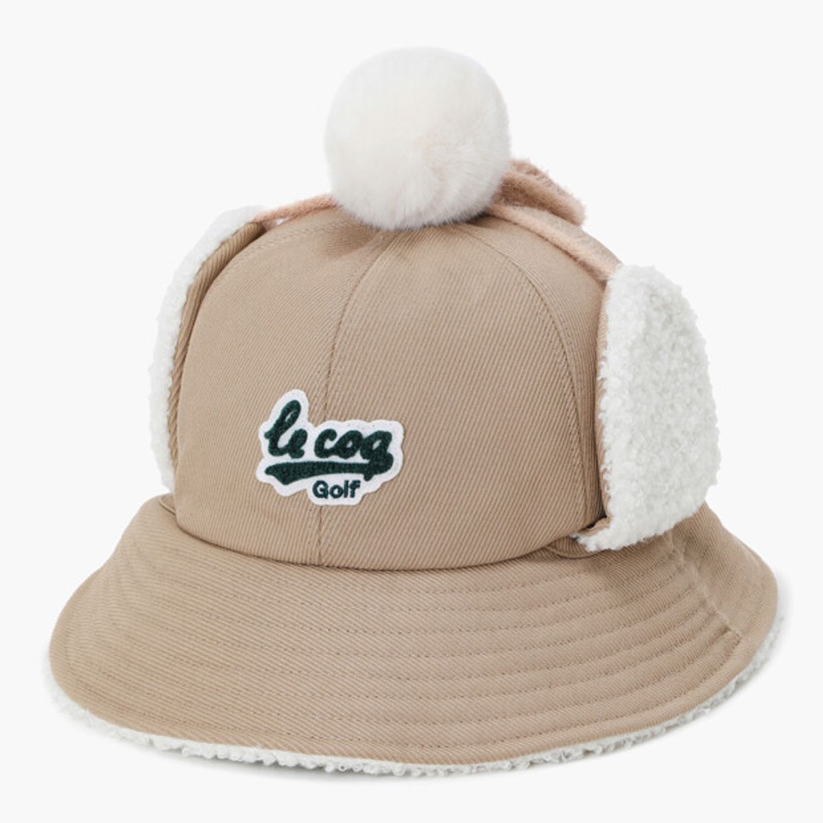 르꼬끄 골프(LECOQ GOLF) 여성 폼폼 귀도리 버킷햇 _BEGE GR322LCP92