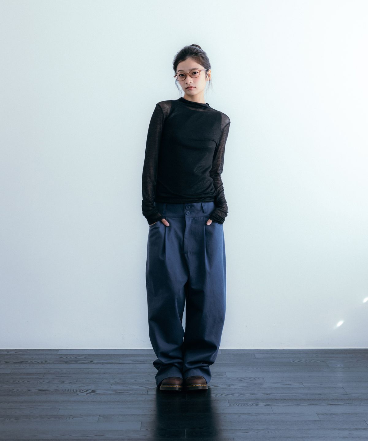 이요우아(IYOWUAH) Soft Half-Neck Long Sleeve, Black