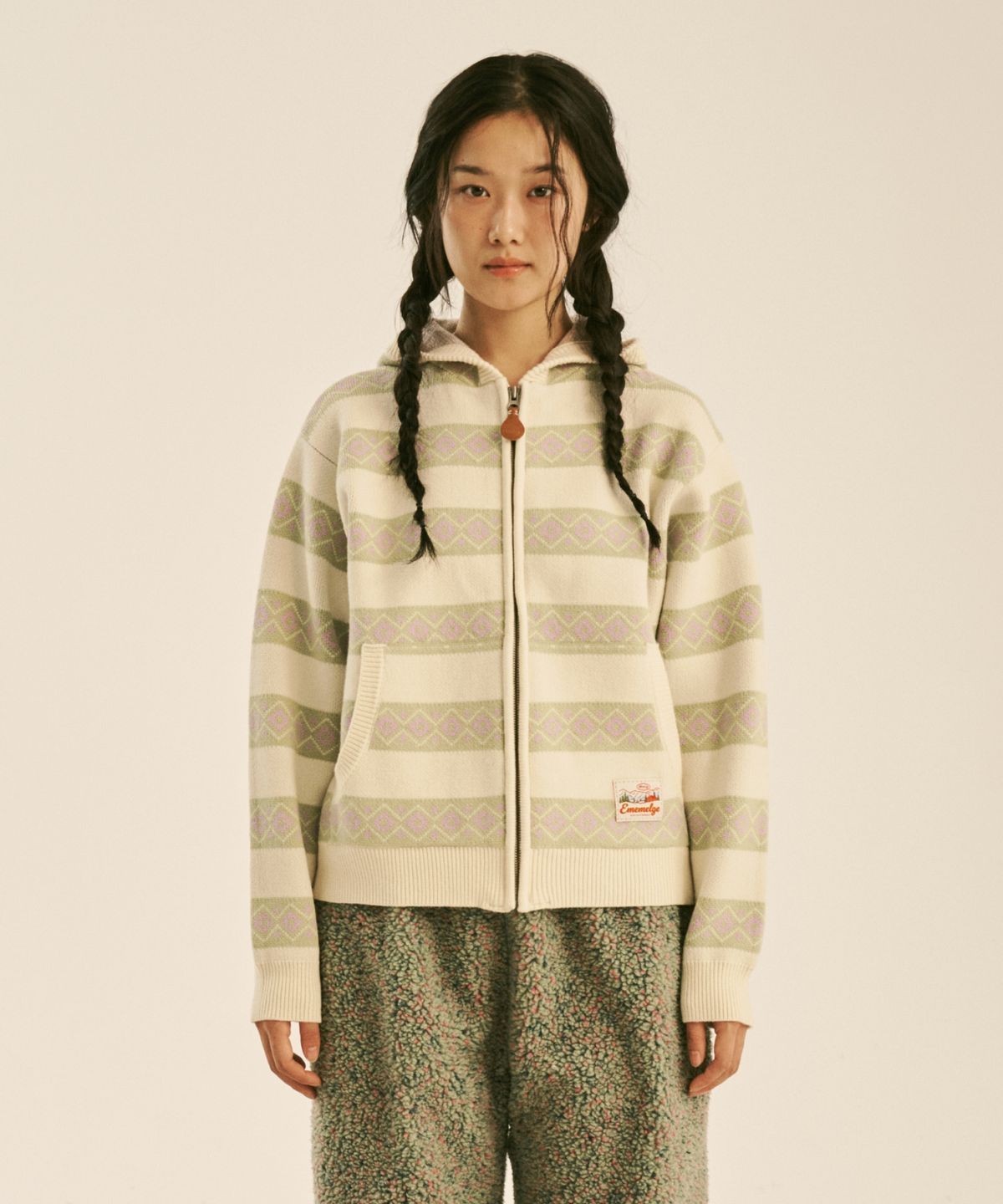 엠엠엘지(MMLG) ALPINE KNIT HOOD ZIPUP (IVORY)