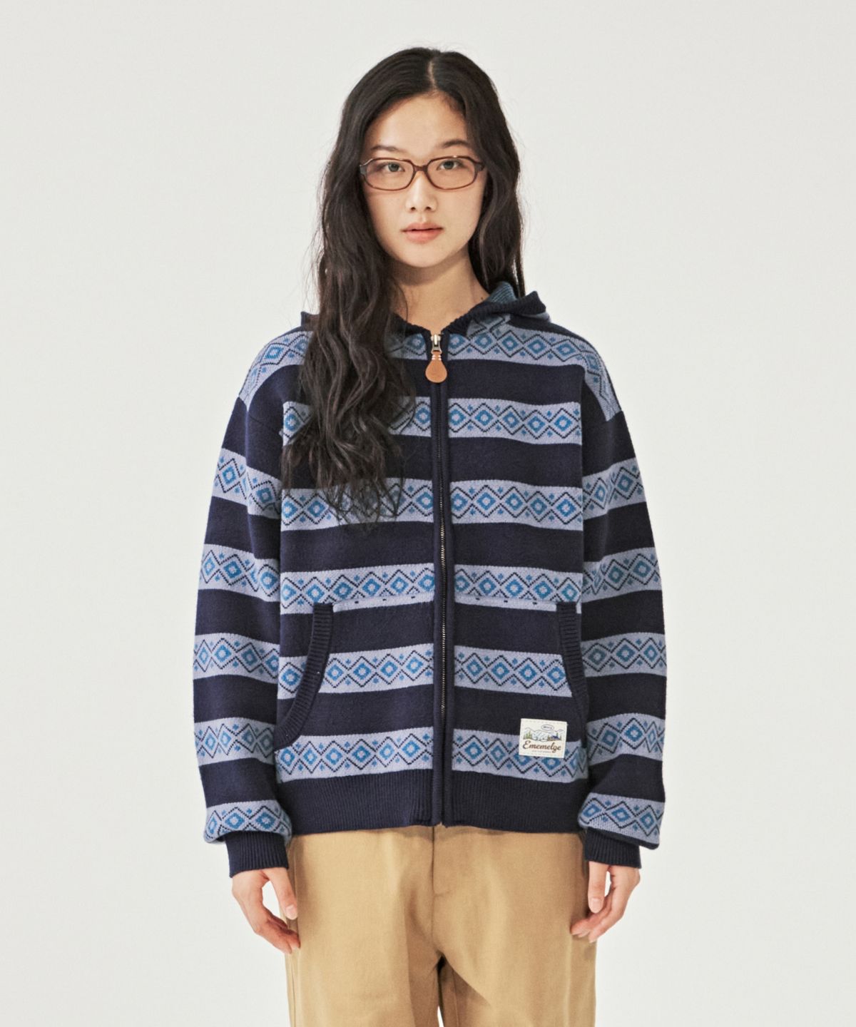 엠엠엘지(MMLG) ALPINE KNIT HOOD ZIPUP (NAVY)
