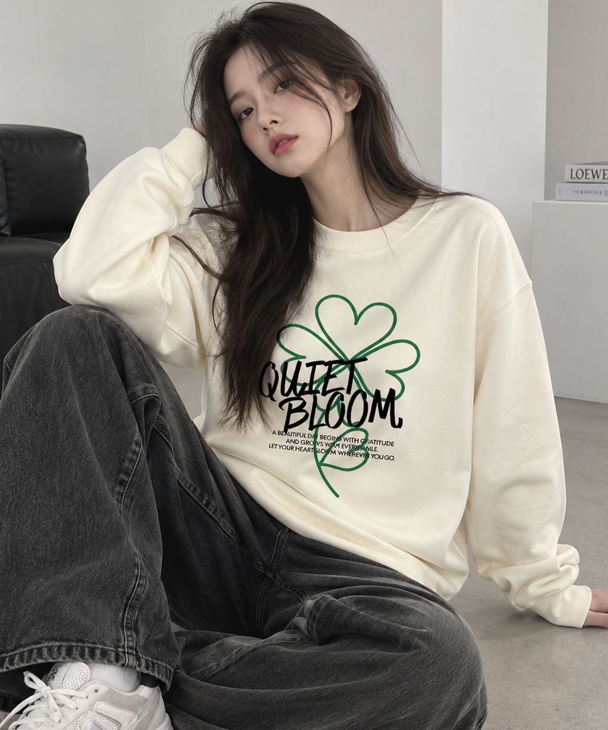 도톤(DOTON) LUCKY MOMENT SWEATSHIRT (Grey)