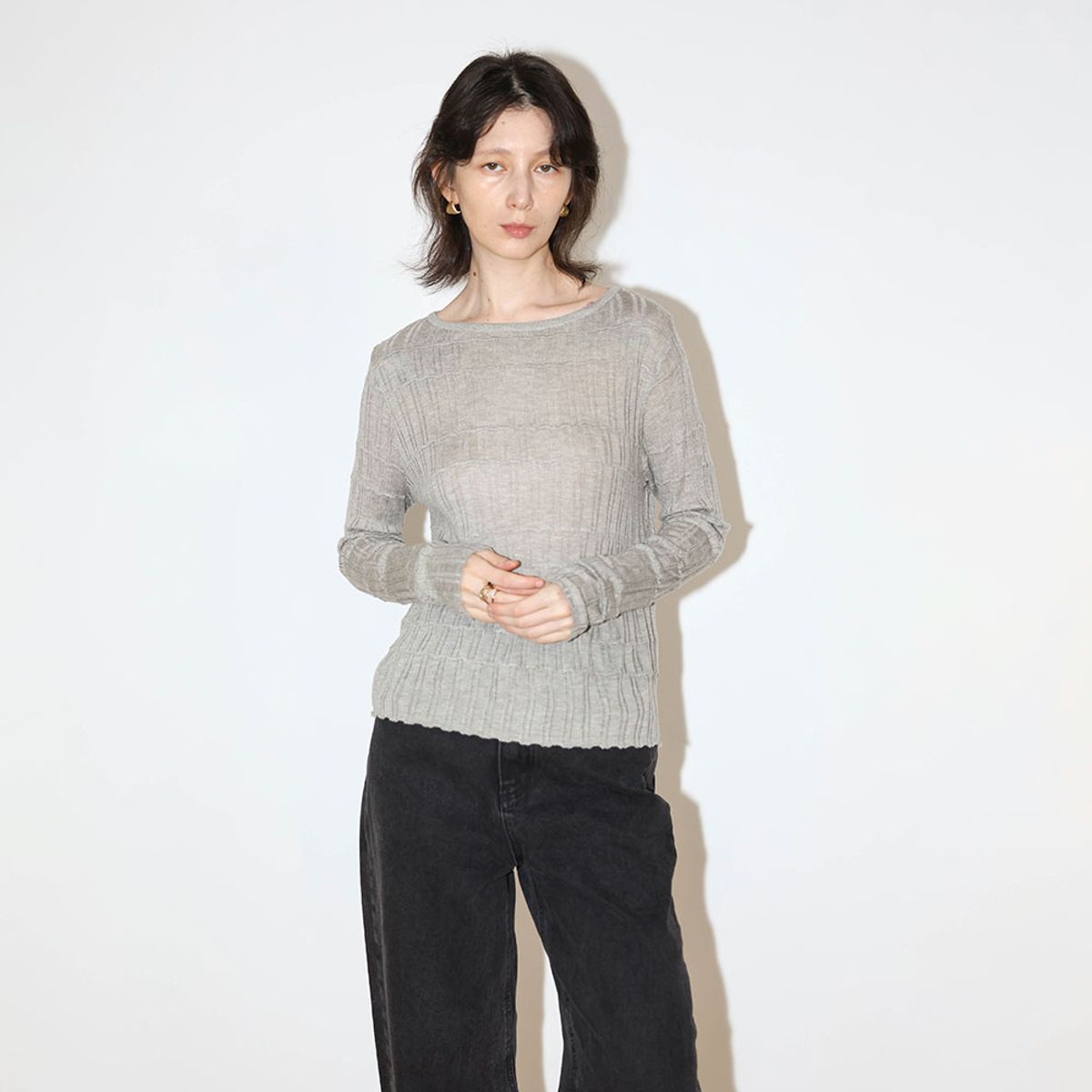 웬스데이딜라잇(WEDNESDAY DELIGHT) WD_Texture round neck knit