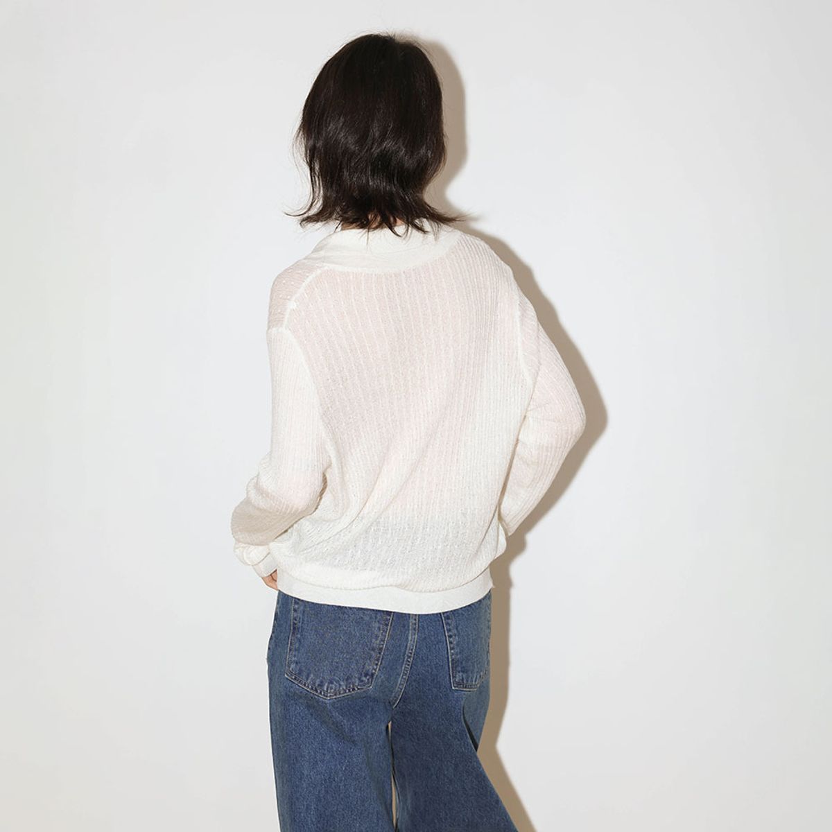 웬스데이딜라잇(WEDNESDAY DELIGHT) WD_Sheer henley knit top