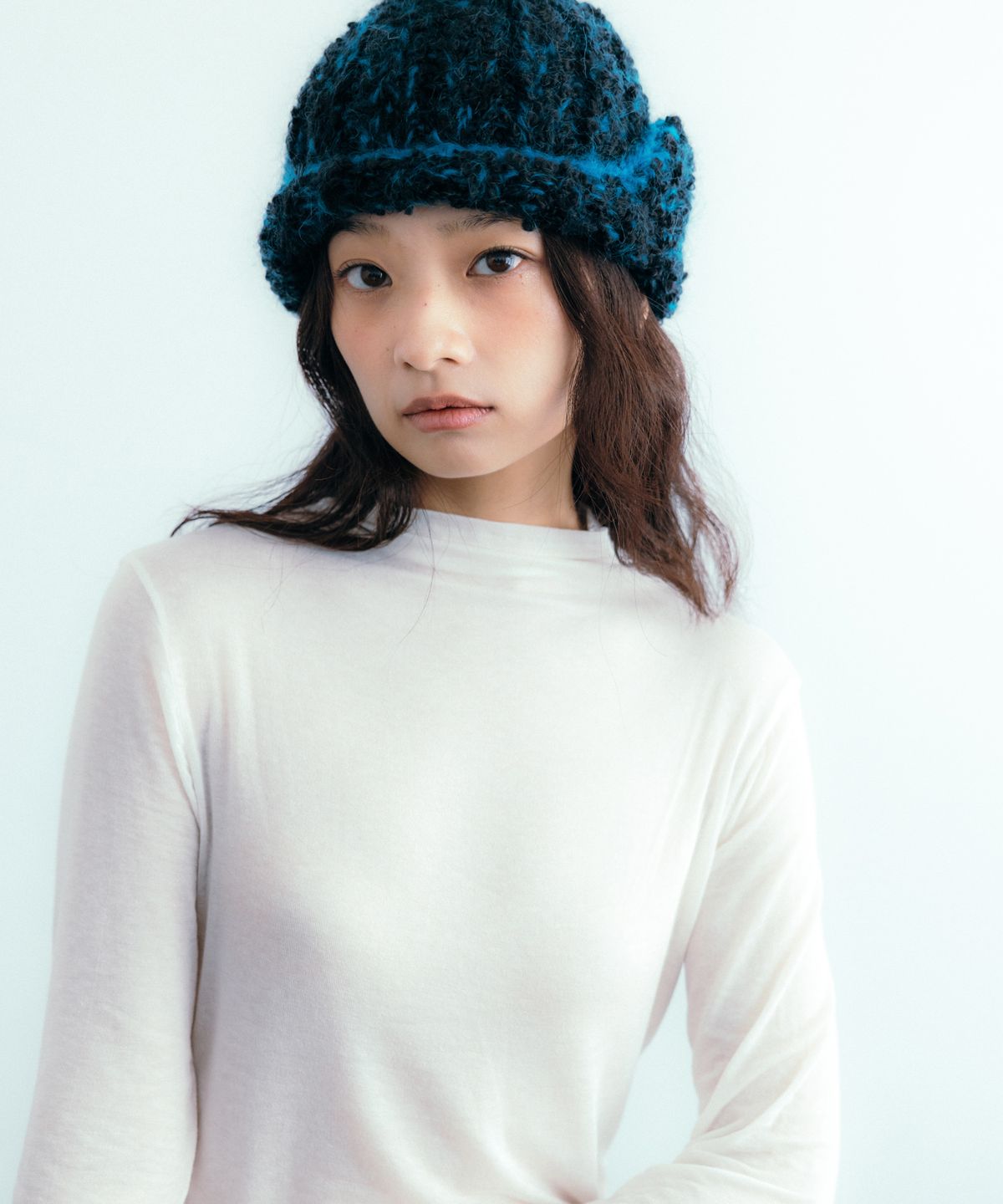 이요우아(IYOWUAH) Soft Half-Neck Long Sleeve, Grey