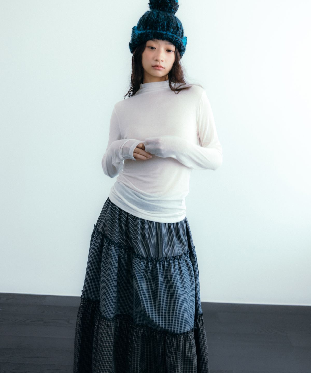이요우아(IYOWUAH) Soft Half-Neck Long Sleeve, Grey