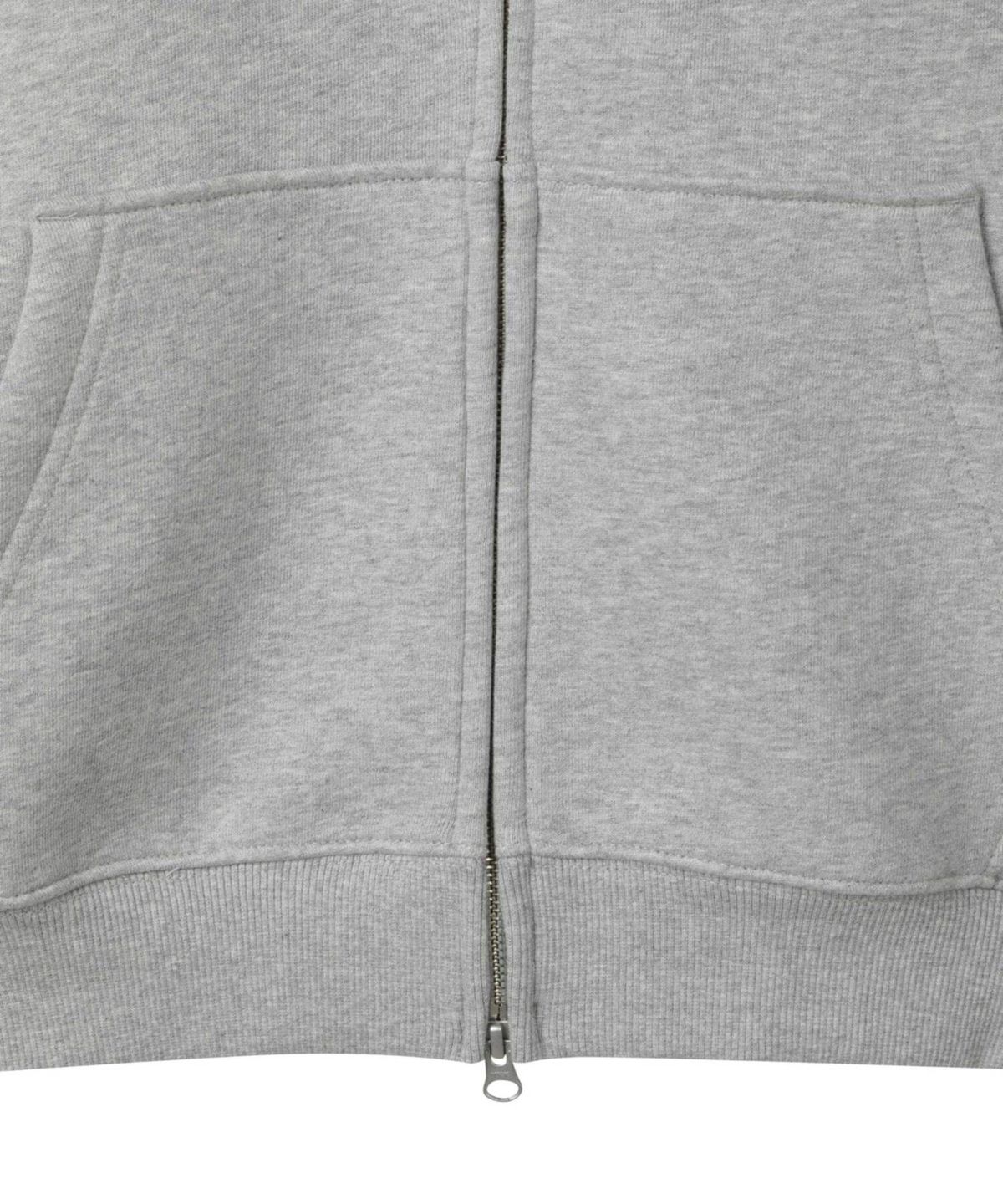 더비 아카이브(THE B ARCHIVE) 공용 오버핏 본딩 스웨트 후드 집업 멜란지 그레이