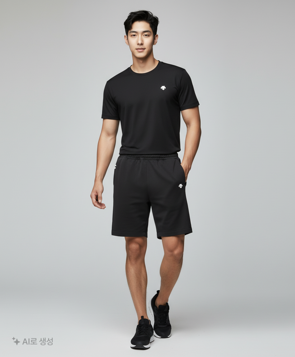 데상트(DESCENTE) [데상트] [60% OFF]남성 스포츠베이직 이중지 슬림핏 5부 팬츠 (S9121UKH11) 100