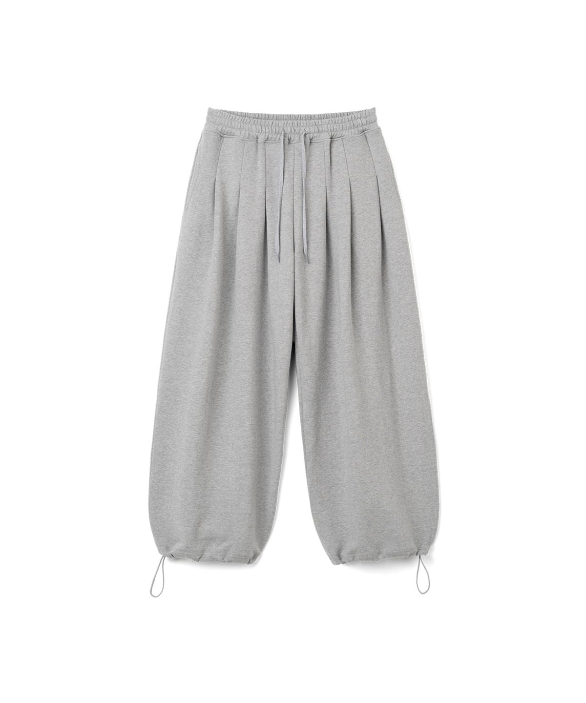 이요우아(IYOWUAH) Triple Tuck Sweat Pants, Melange Grey