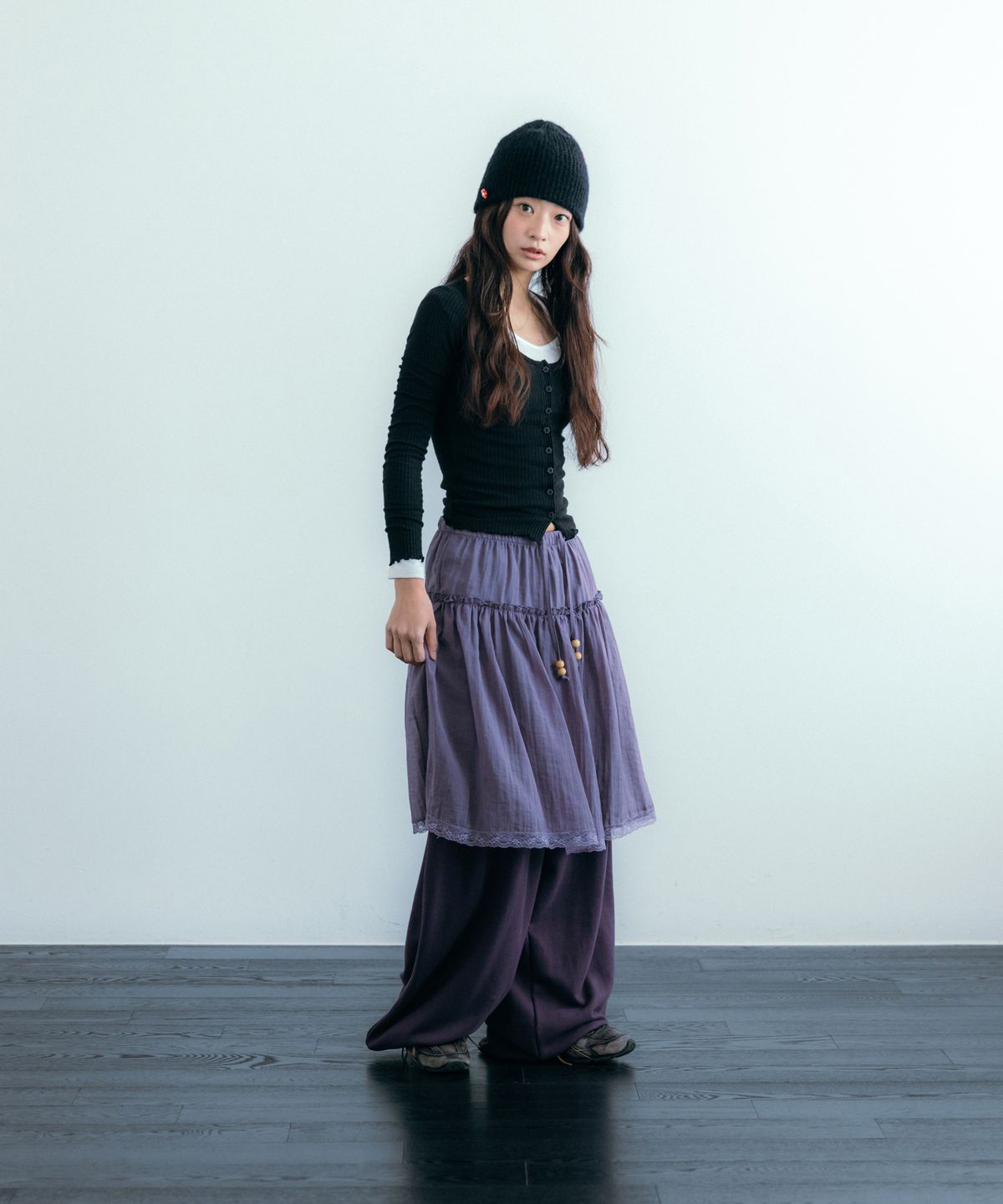 이요우아(IYOWUAH) Triple Tuck Sweat Pants, Purple