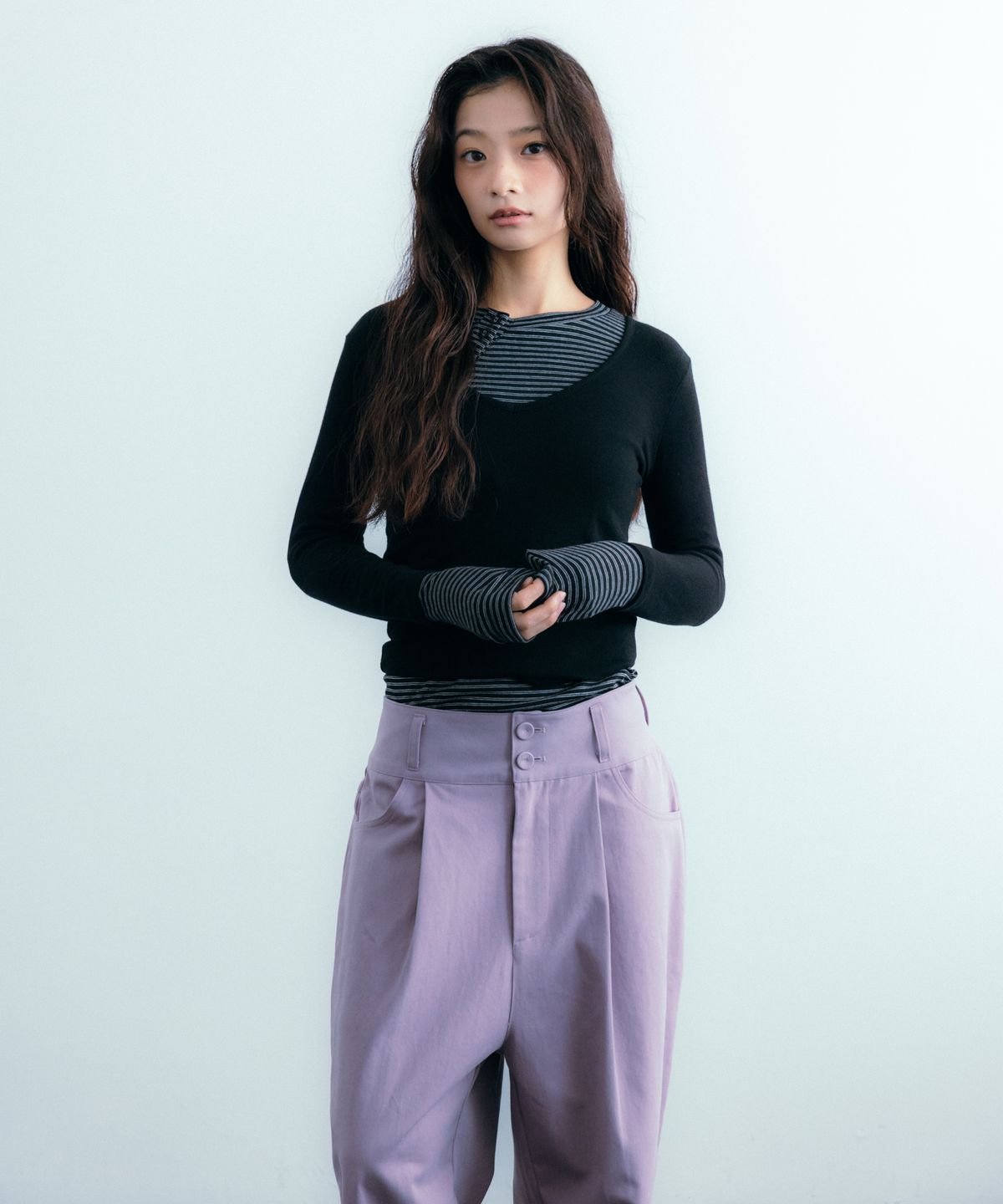 이요우아(IYOWUAH) Two-Way Long Sleeve, Black