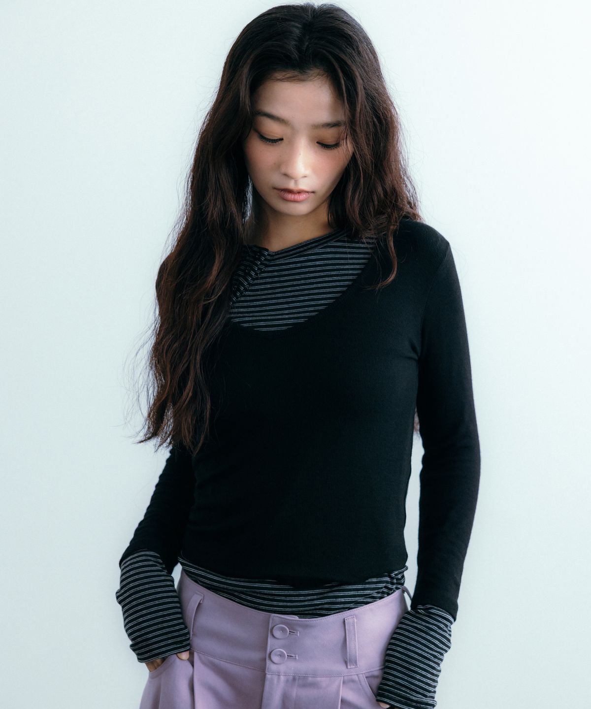 이요우아(IYOWUAH) Two-Way Long Sleeve, Black