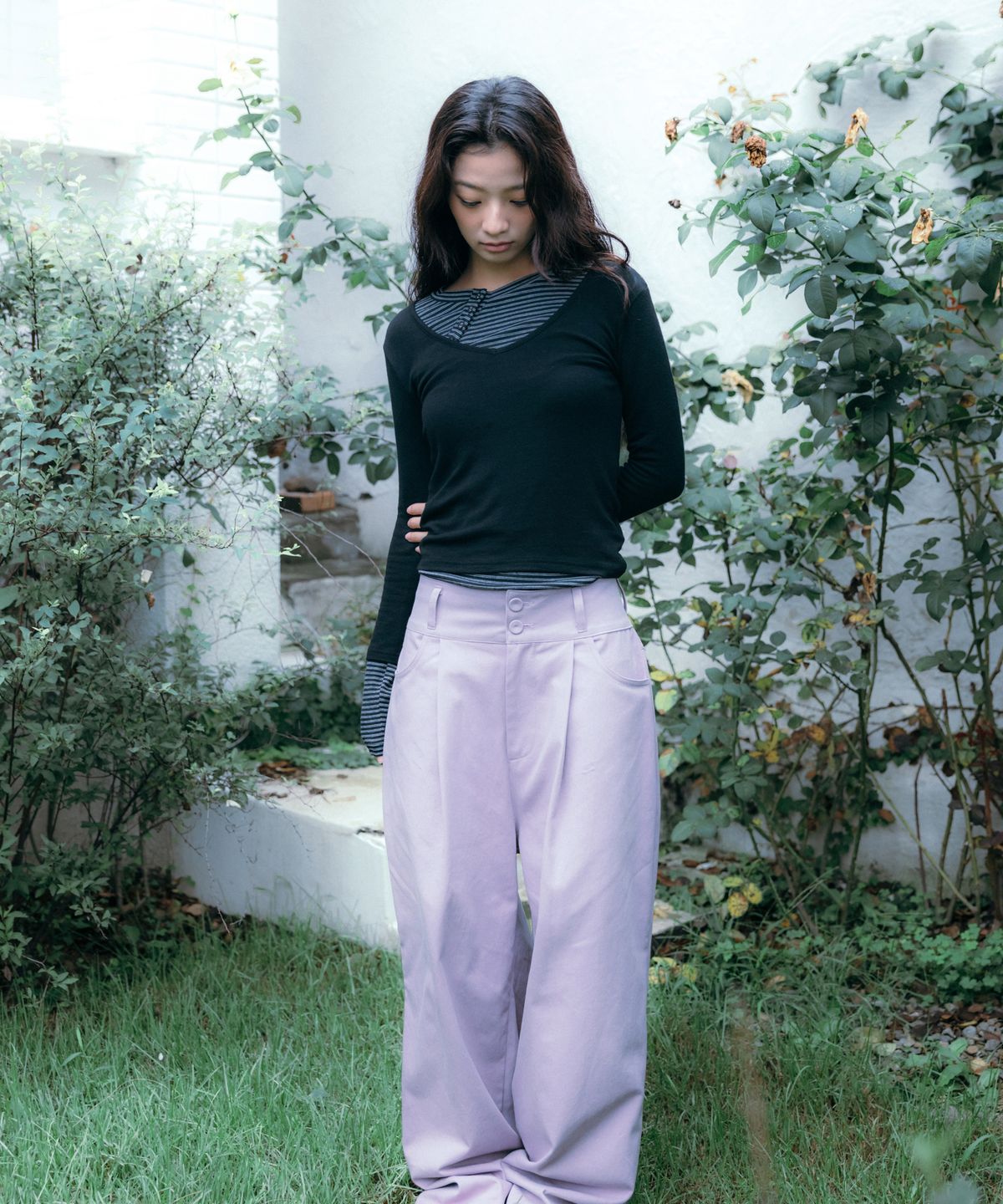 이요우아(IYOWUAH) Two-Way Long Sleeve, Black