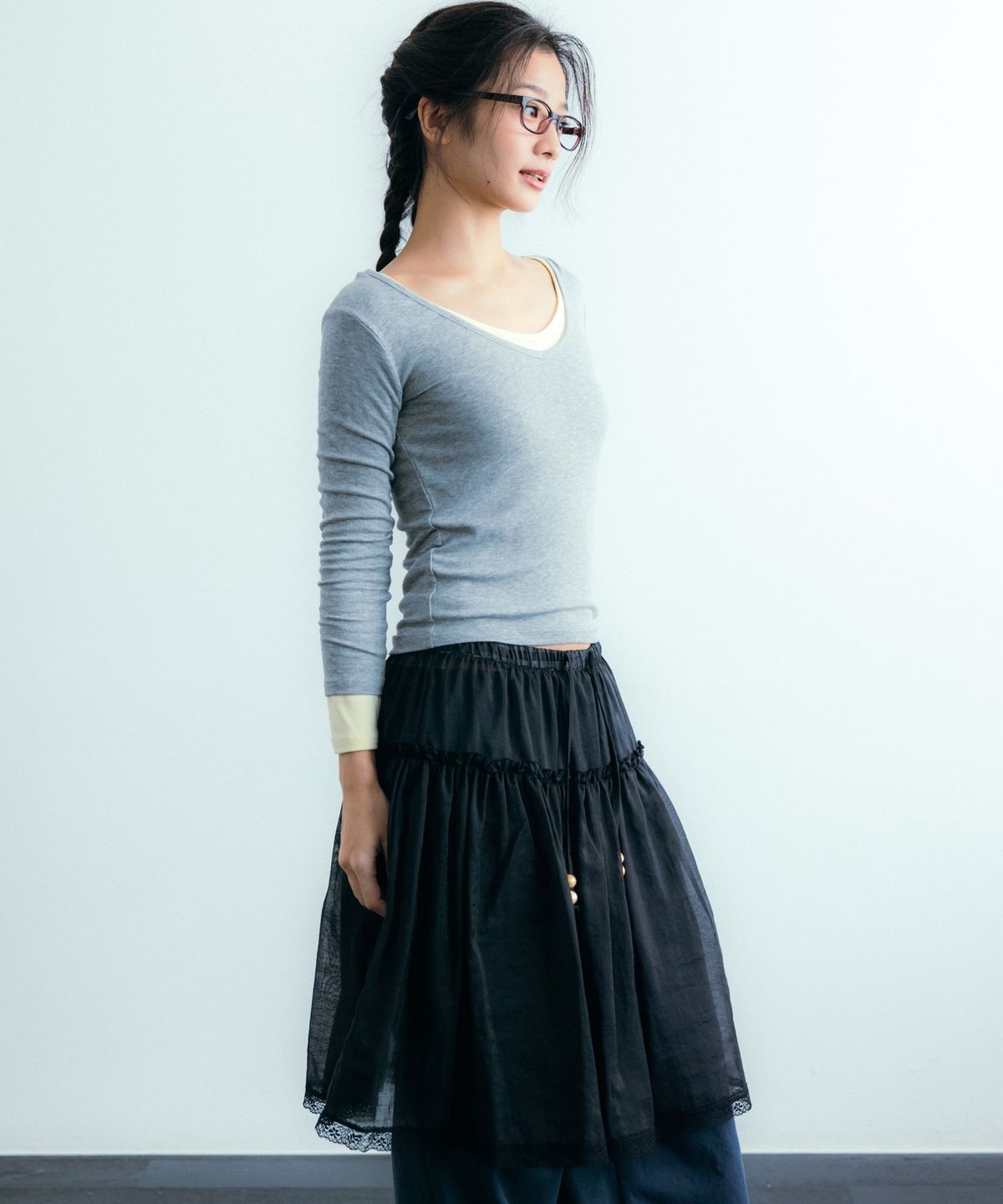 이요우아(IYOWUAH) Two-Way Long Sleeve, Grey