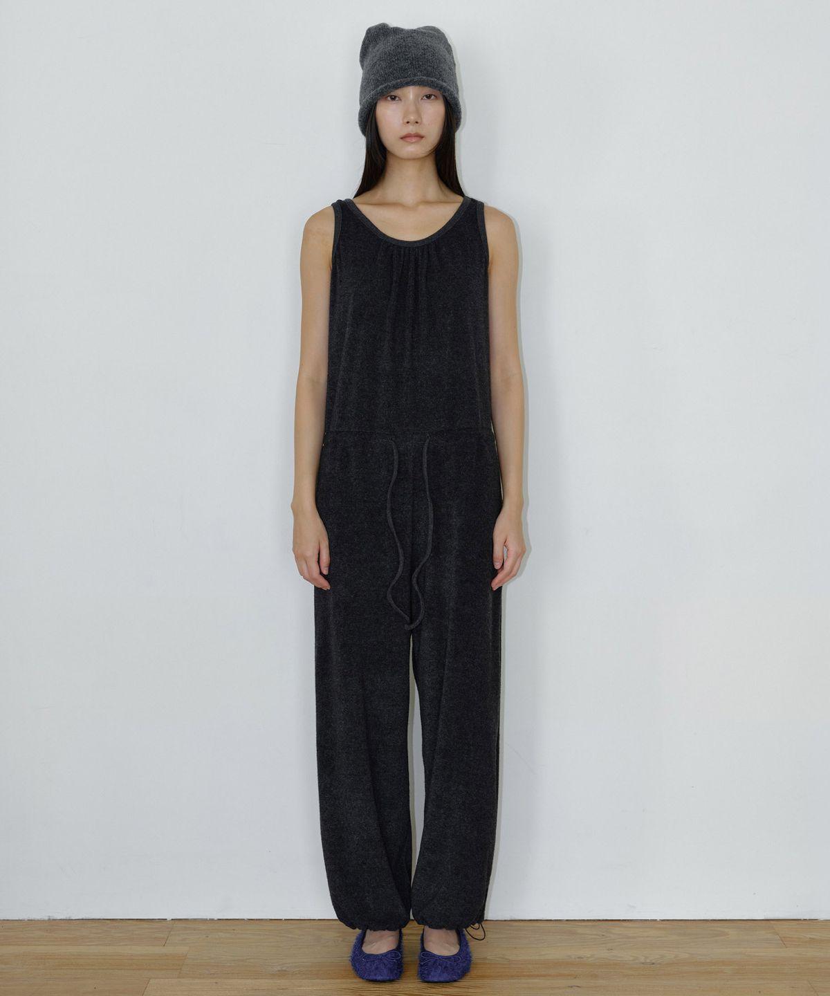 마이스(MAIS) TERRY WIDE JUMPSUIT / CHARCOAL