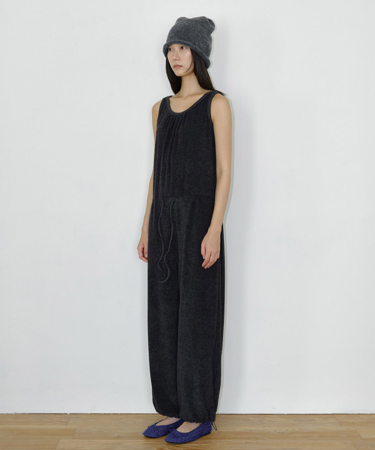 마이스(MAIS) TERRY WIDE JUMPSUIT / CHARCOAL