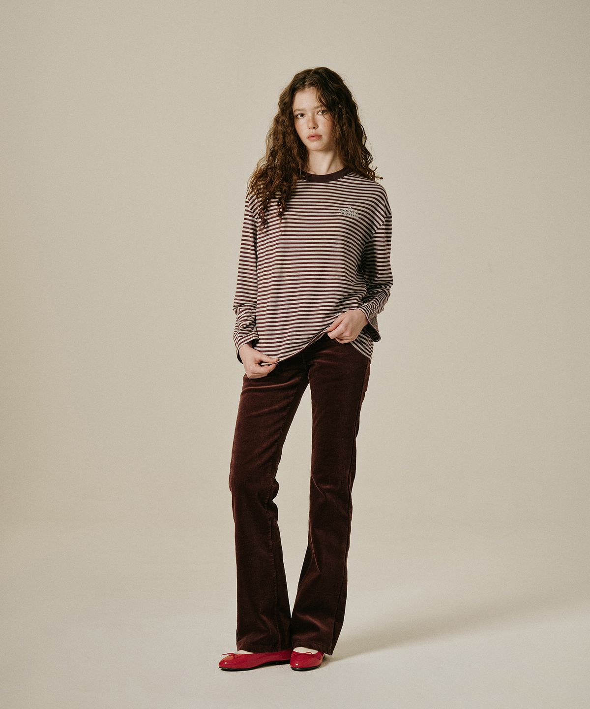 그린버터(GREENBUTTER) Mellow Stripe Tee (Brown/Mint)