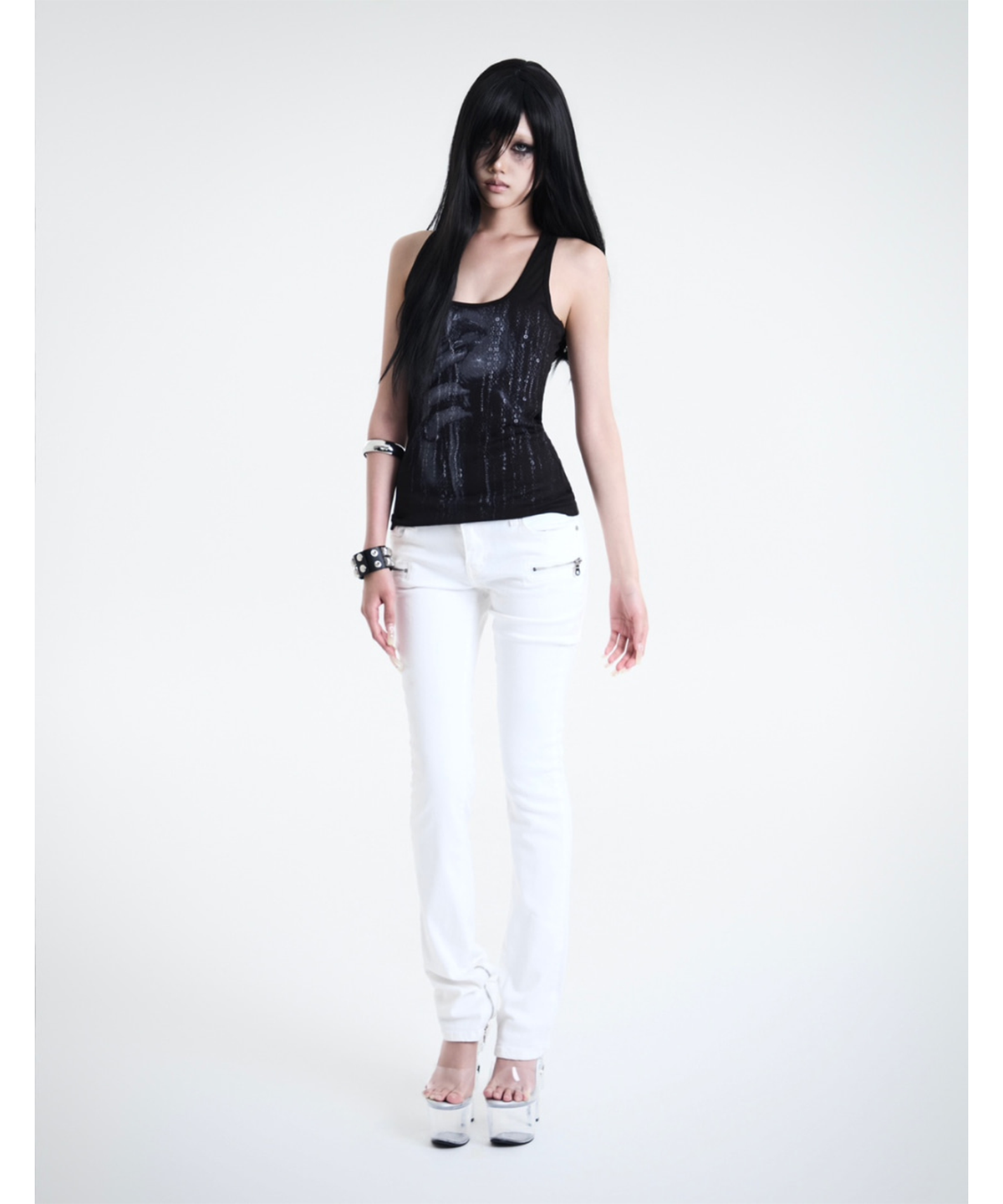 쿄이(KYOIII) SEQUIN FACE SLEEVELESS(BLACK)