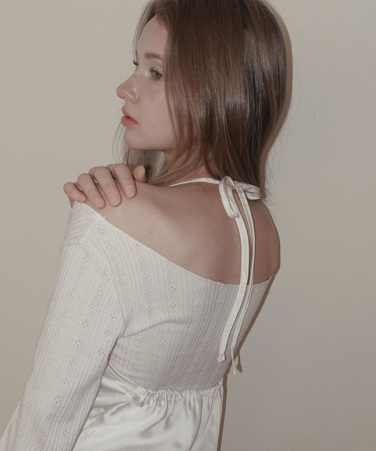 트위(TWEE) 디힐 새틴 레이스 레이어드 뷔스티에