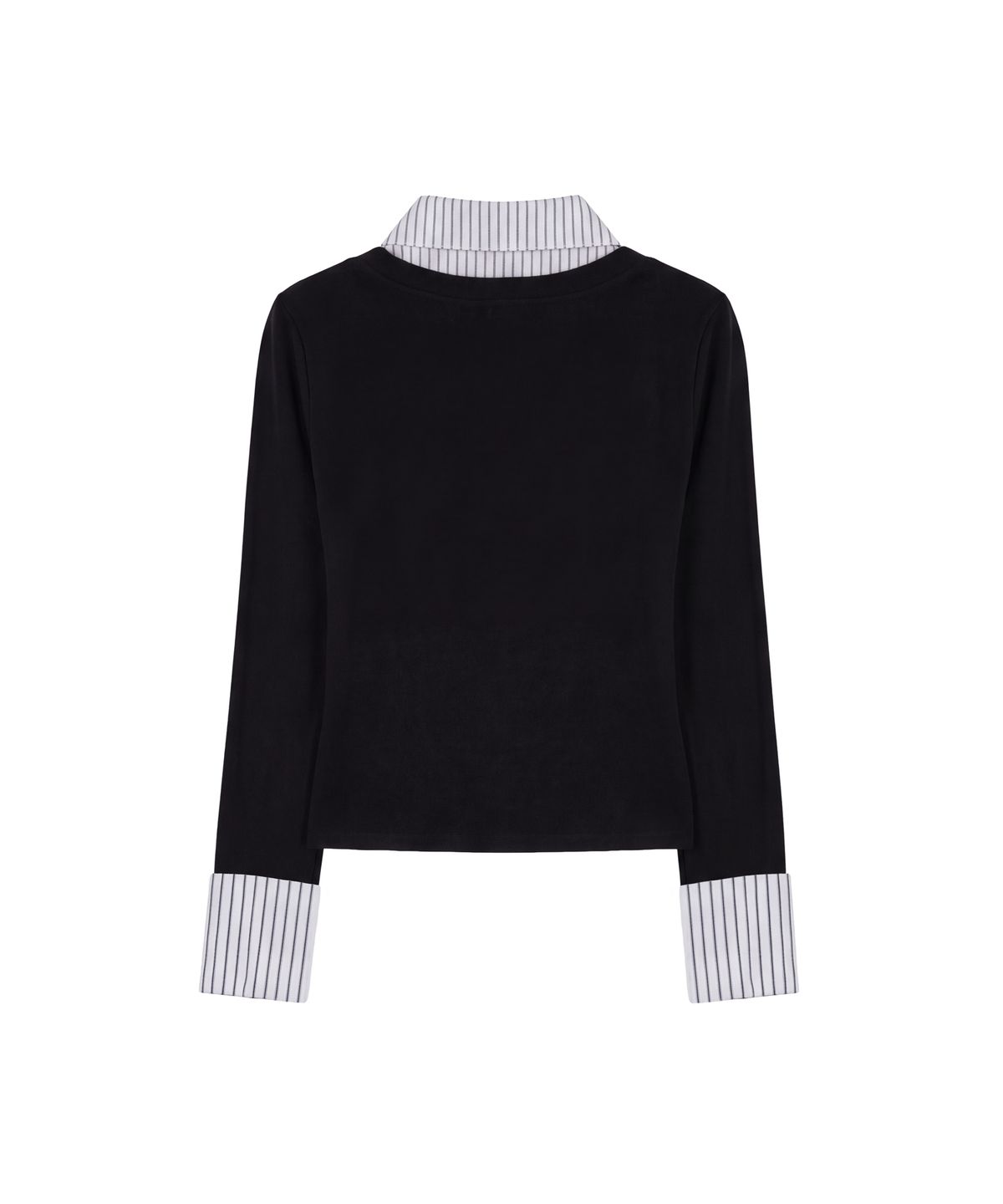 파시온(PASION) 클로딘 카라 레이어드 니트 셔츠_블랙 Claudine Collar Layered Knit Shirt_Black
