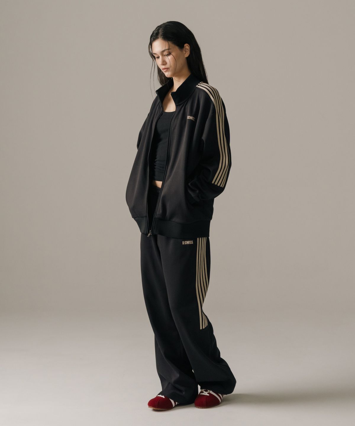 케이스위스(K-SWISS) 5 스트라이프 트랙 재킷_1KSTTFV901BK