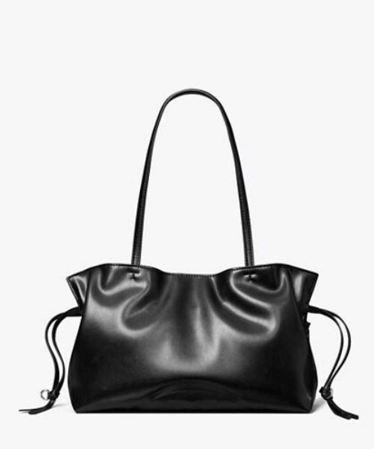 토리버치(TORYBURCH) 엘라 리사이클드 드로스트링 스몰 토트 - 블랙