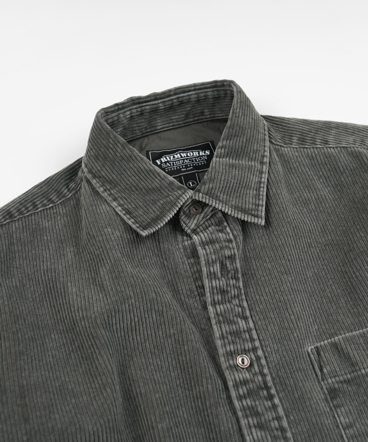 프리즘웍스(FRIZMWORKS) PIGMENT 8W CORDUROY SHIRT 002 _ CHARCOAL