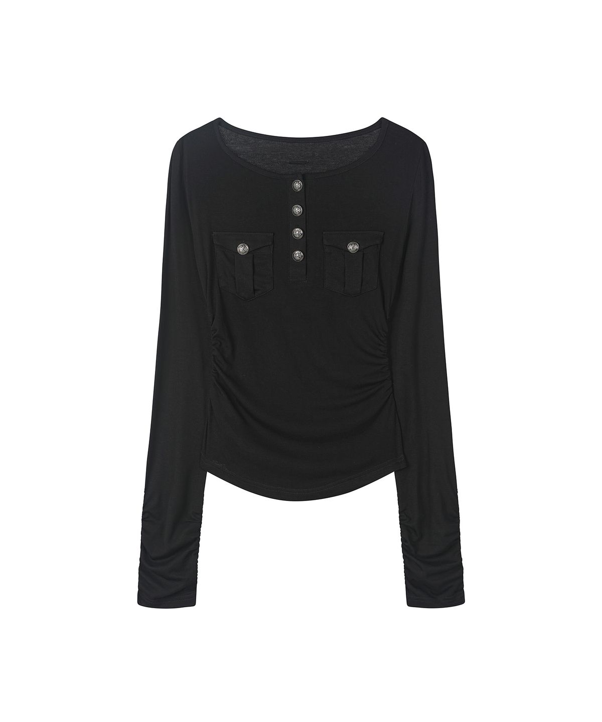 세컨모놀로그(SECONDMONO) Slim Fit Pocket Henley Top [BLACK]_SEWTS040BLACK