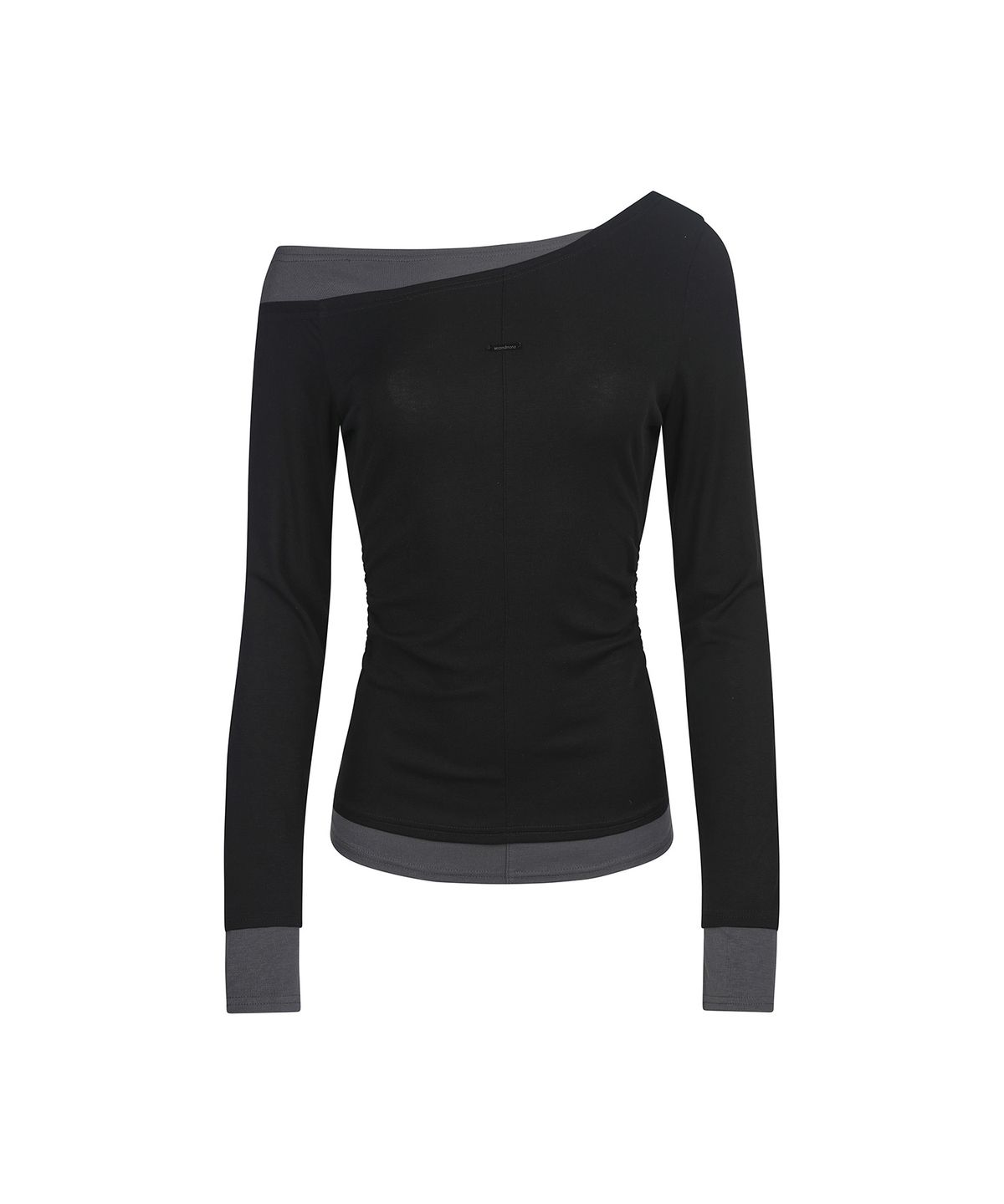 세컨모놀로그(SECONDMONO) Slim Fit Layered Off-Shoulder Top [BLACK]_SEWTS039BLACK