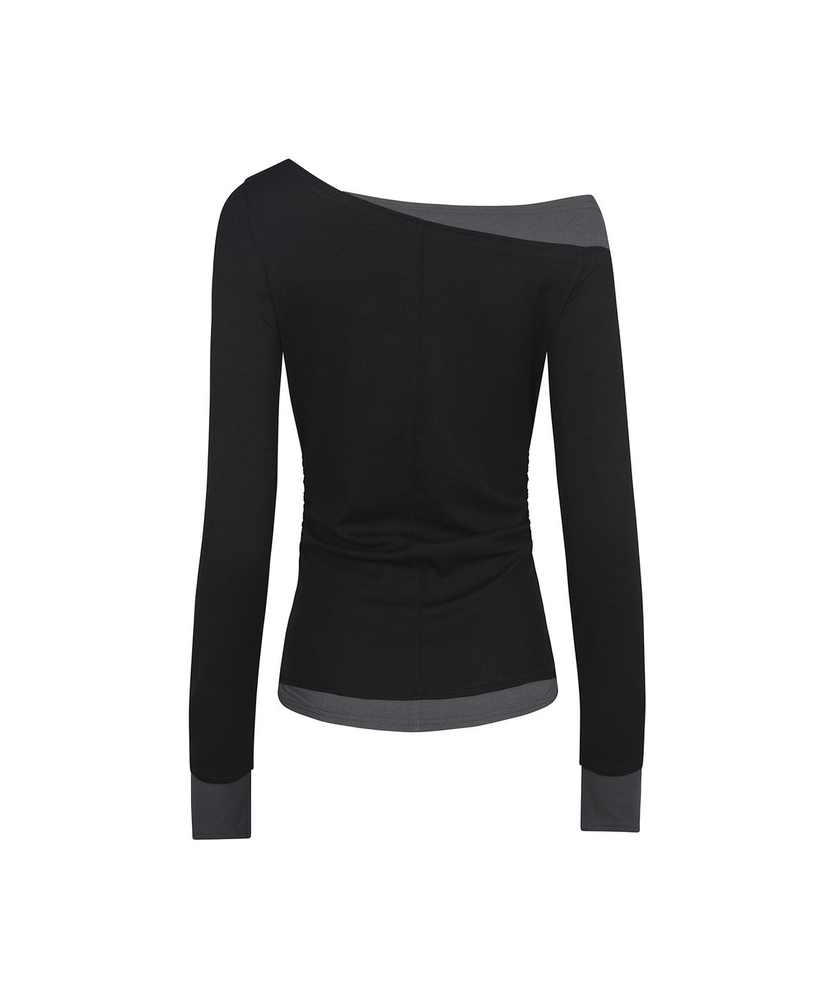 세컨모놀로그(SECONDMONO) Slim Fit Layered Off-Shoulder Top [BLACK]_SEWTS039BLACK
