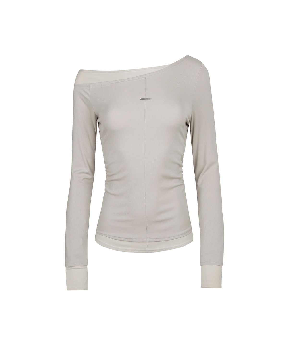 세컨모놀로그(SECONDMONO) Slim Fit Layered Off-Shoulder Top [LGRAY]_SEWTS039LGRAY