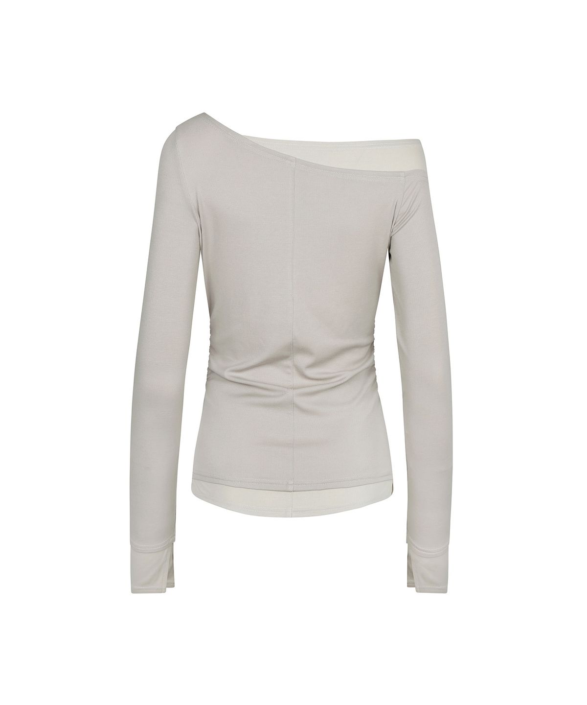 세컨모놀로그(SECONDMONO) Slim Fit Layered Off-Shoulder Top [LGRAY]_SEWTS039LGRAY