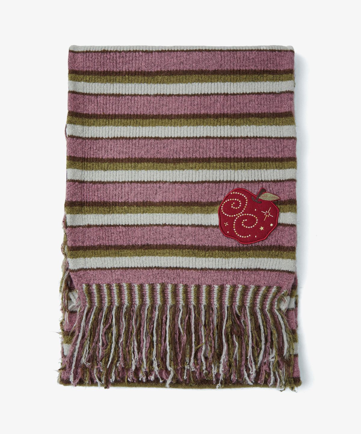 에이이에이이(AEAE) STRIPE TASSEL MUFFLER [PURPLE]