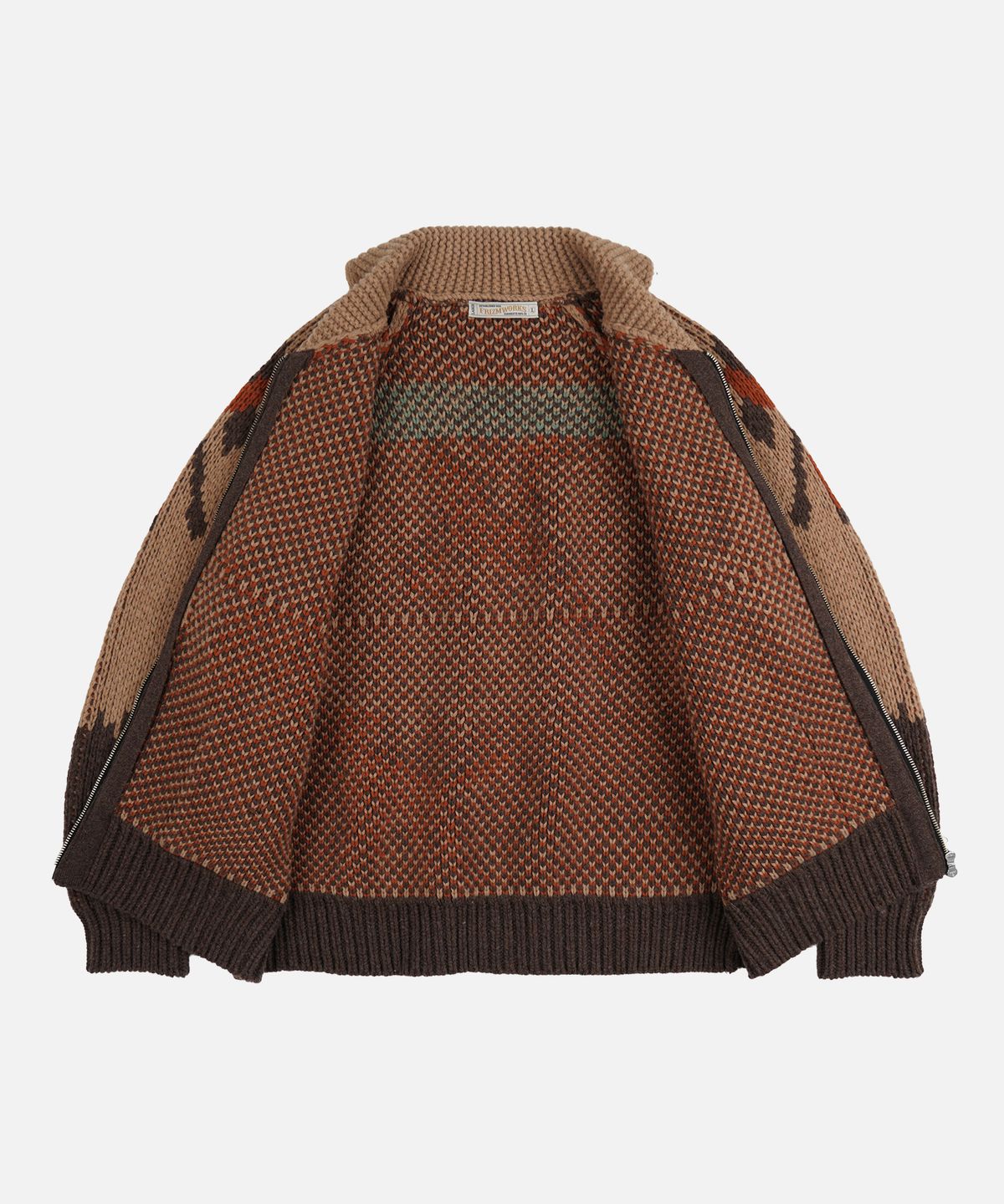 프리즘웍스(FRIZMWORKS) HUNTER HEAVY COWICHAN JACKET _ CHOCO BROWN