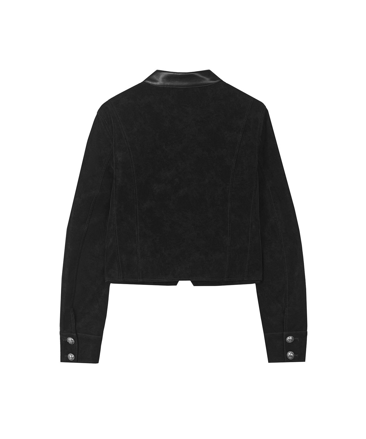 세컨모놀로그(SECONDMONO) Napoleon Faux Nubuck Cropped Jacket [BLACK]_SEWJK004BLACK