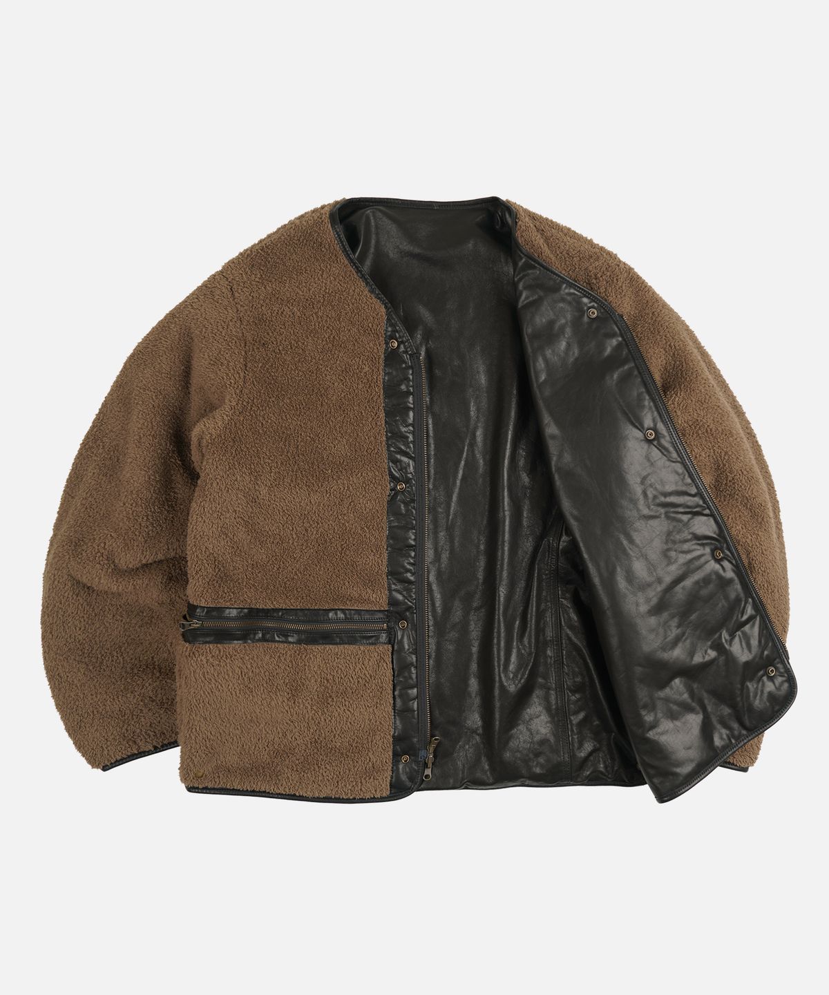 프리즘웍스(FRIZMWORKS) WAXED COWHIDE REVERSIBLE LINER JACKET _ BLACK