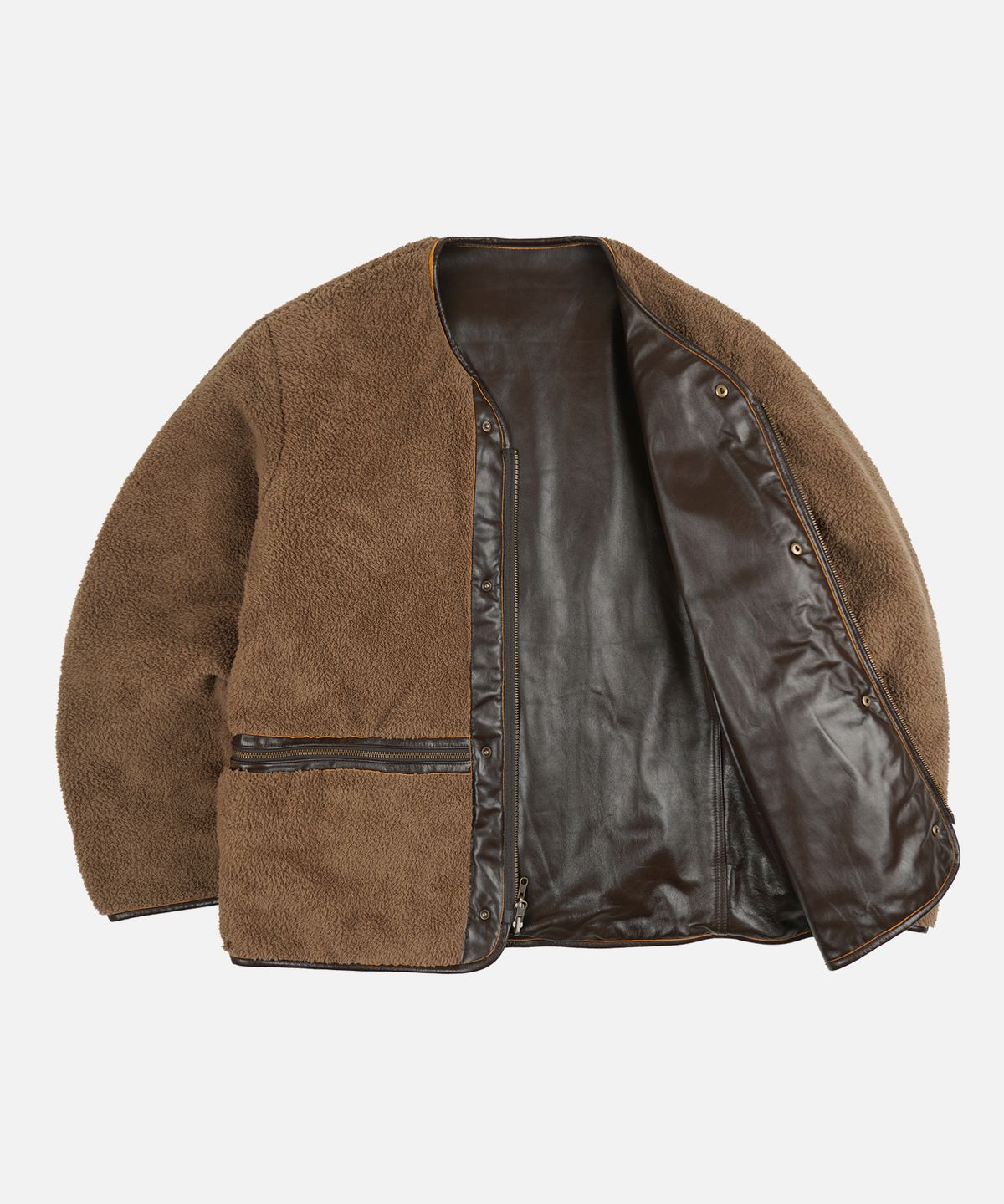 프리즘웍스(FRIZMWORKS) WAXED COWHIDE REVERSIBLE LINER JACKET _ BROWN