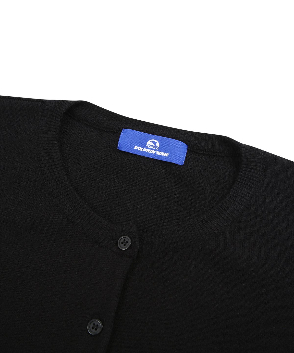 돌핀웨이브어패럴(DOLPHIN WAVE APPAREL) 돌핀 우먼즈 세미크롭 라운드넥 소프트 울 가디건 블랙