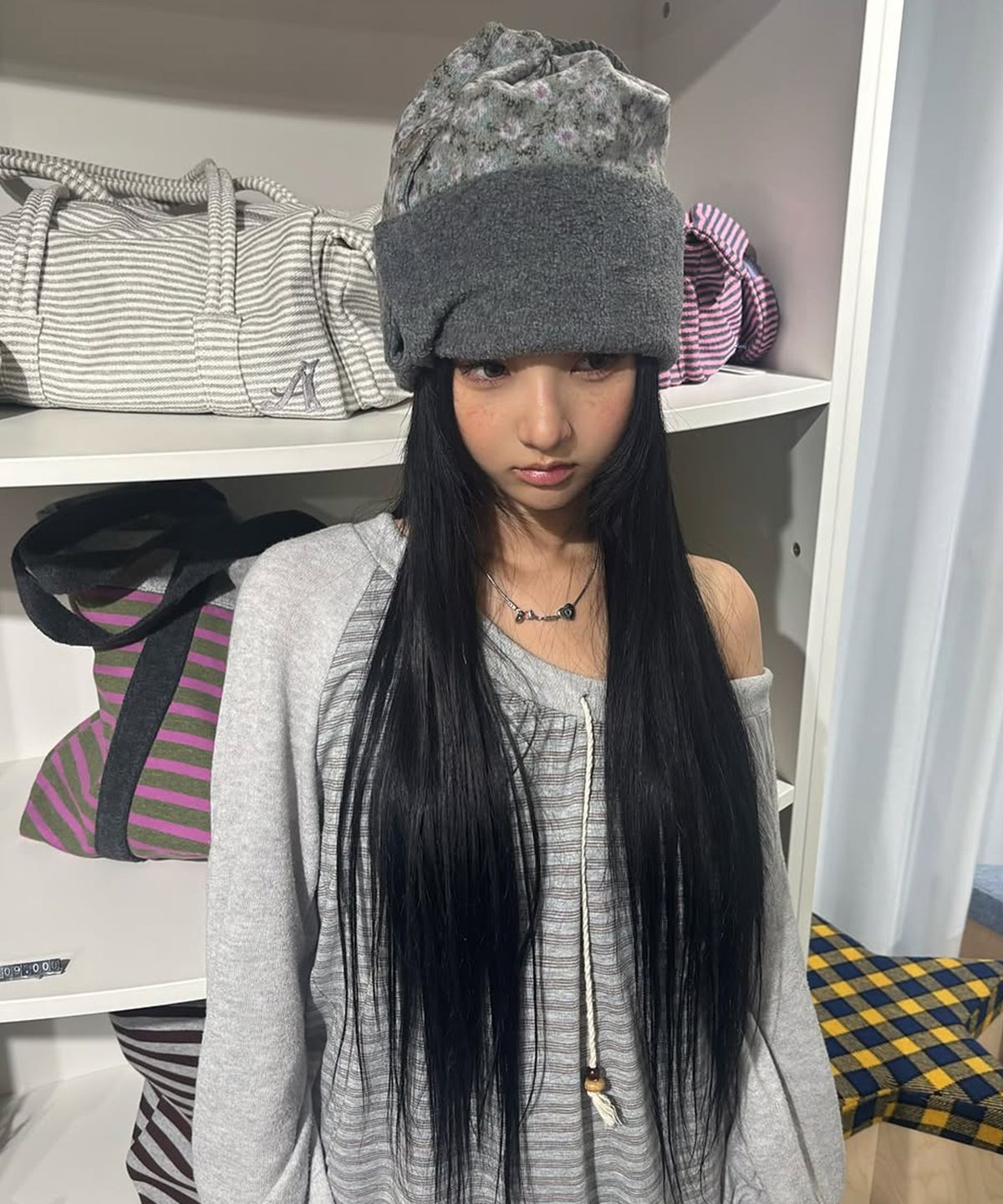 에이이에이이(AEAE) FLEECE NECK WARMER BEANIE [KHAKI]
