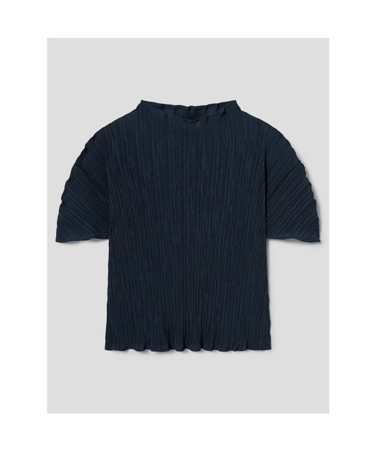 앙개(ANGGAE) Pleats Short Sleeve Top  Navy