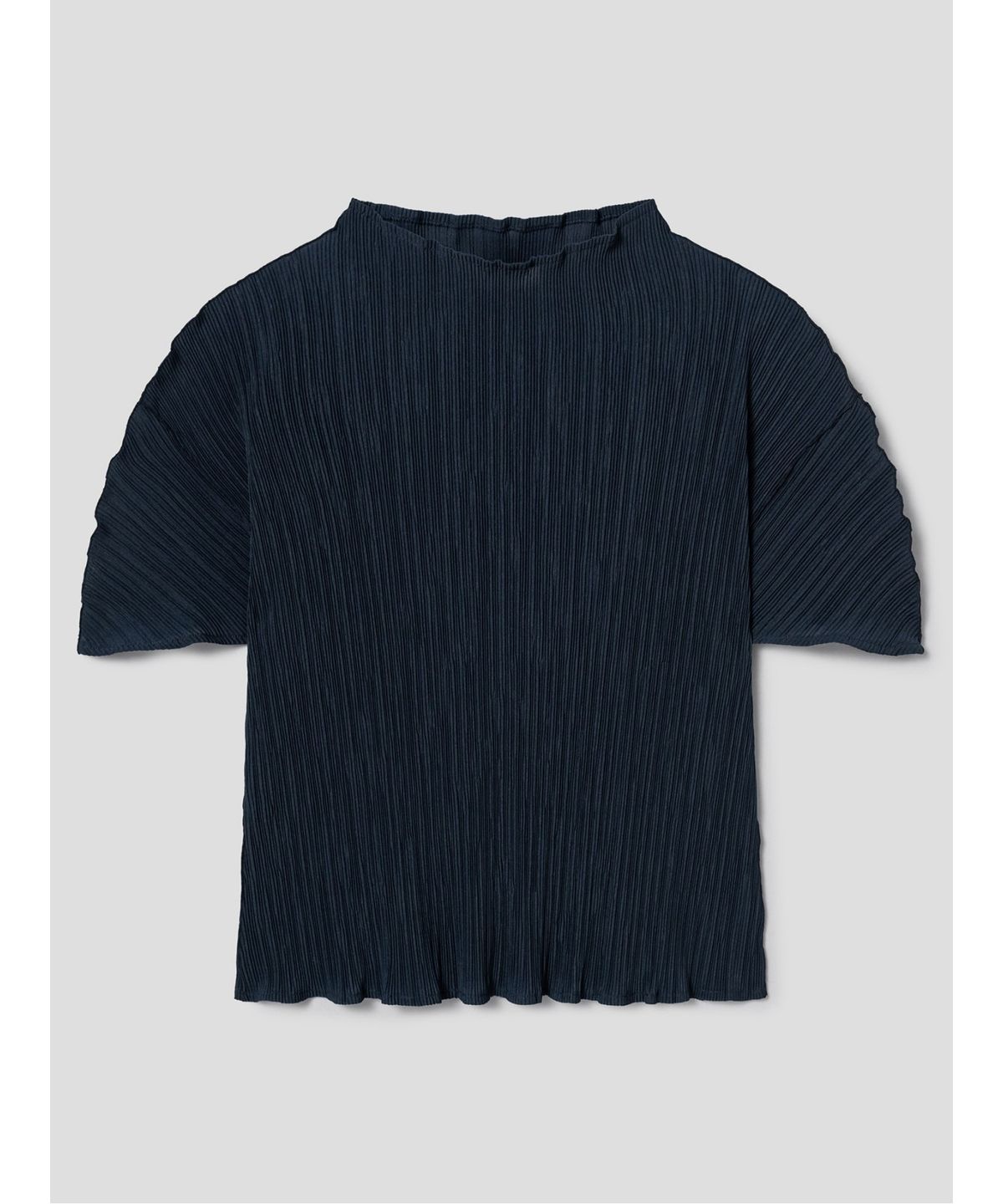 앙개(ANGGAE) Pleats Short Sleeve Top  Navy