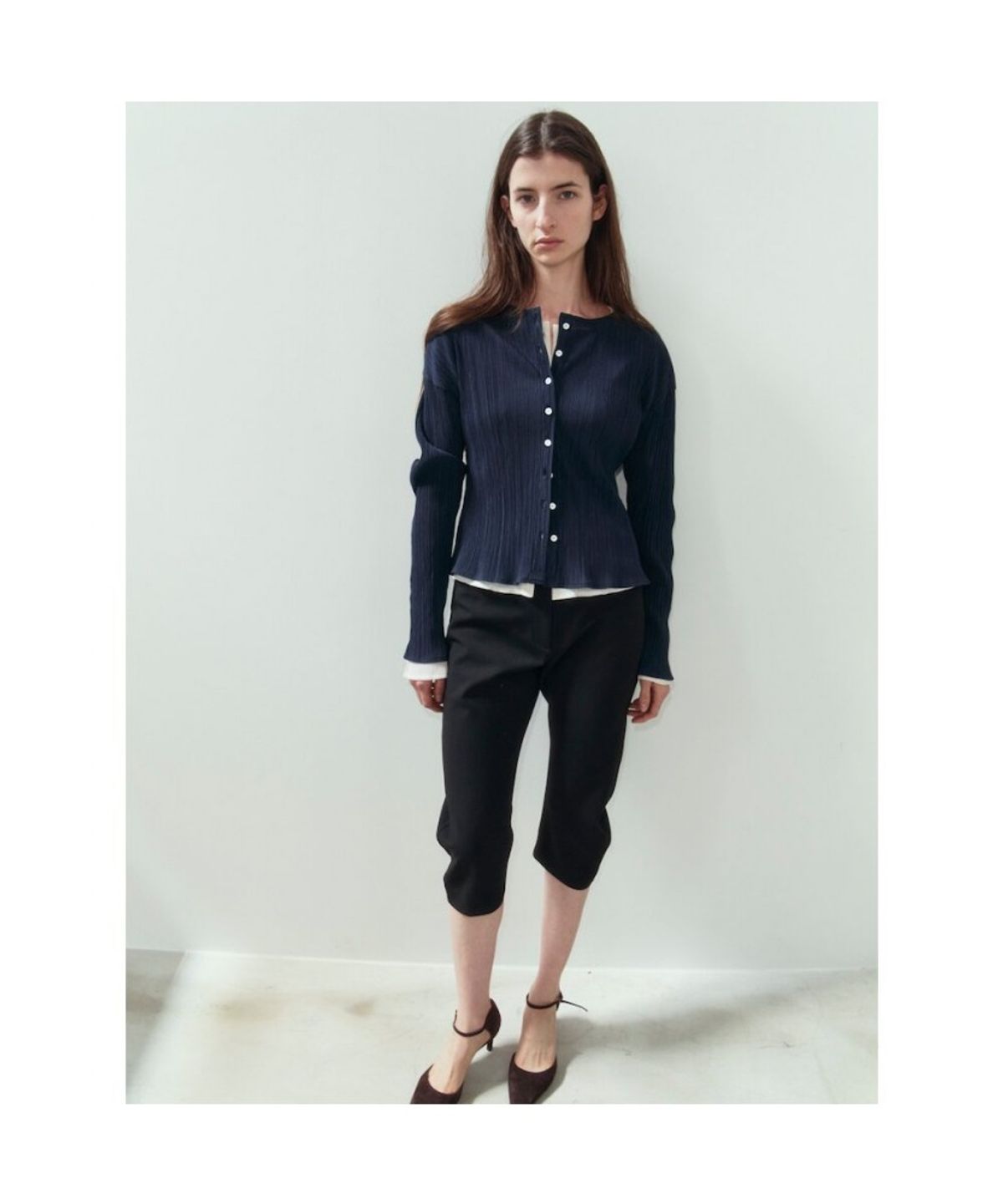 앙개(ANGGAE) Pleats Cardigan  Navy